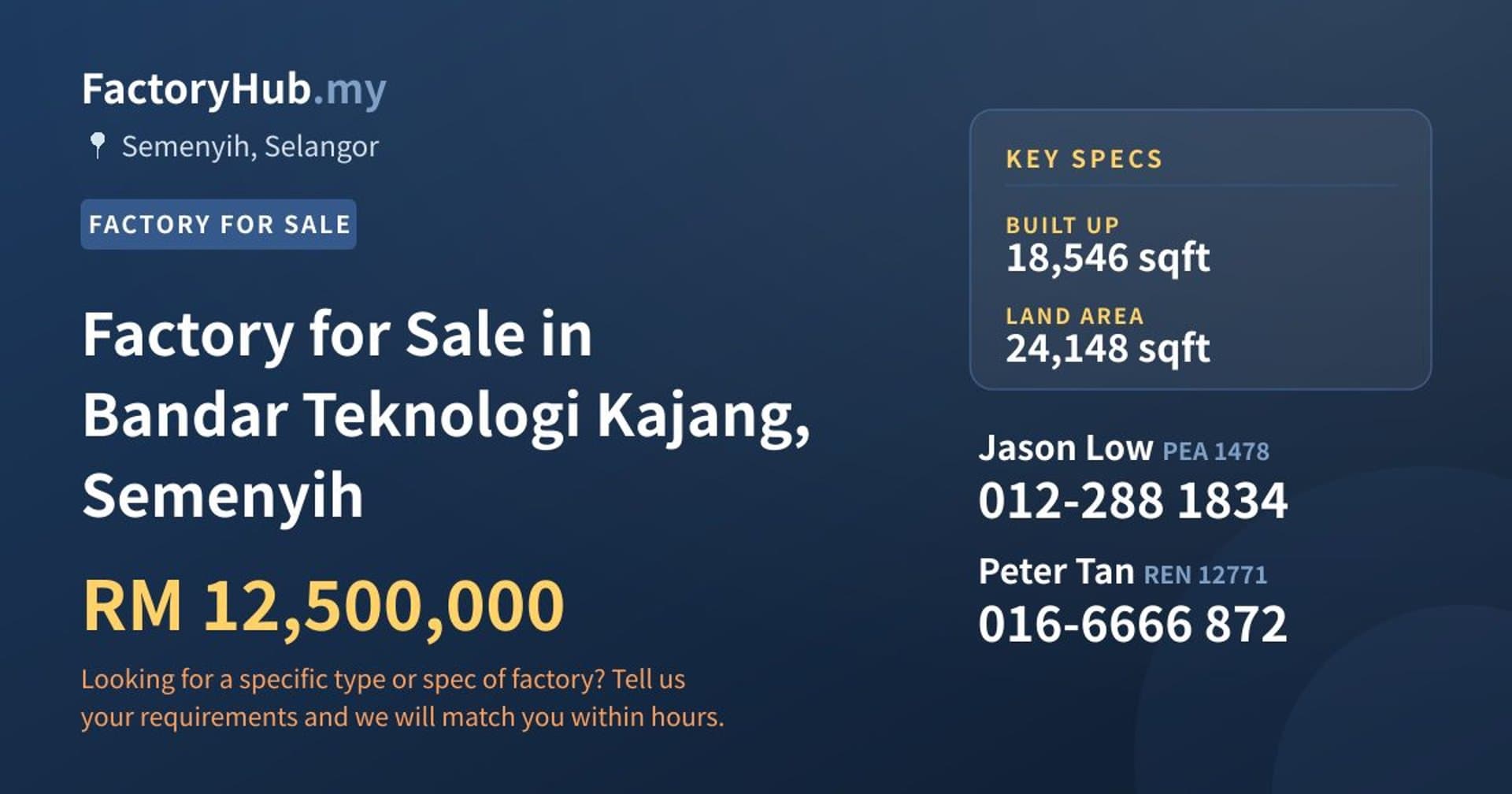 Factory for Sale in Bandar Teknologi Kajang, Semenyih - Property image 1 of 2