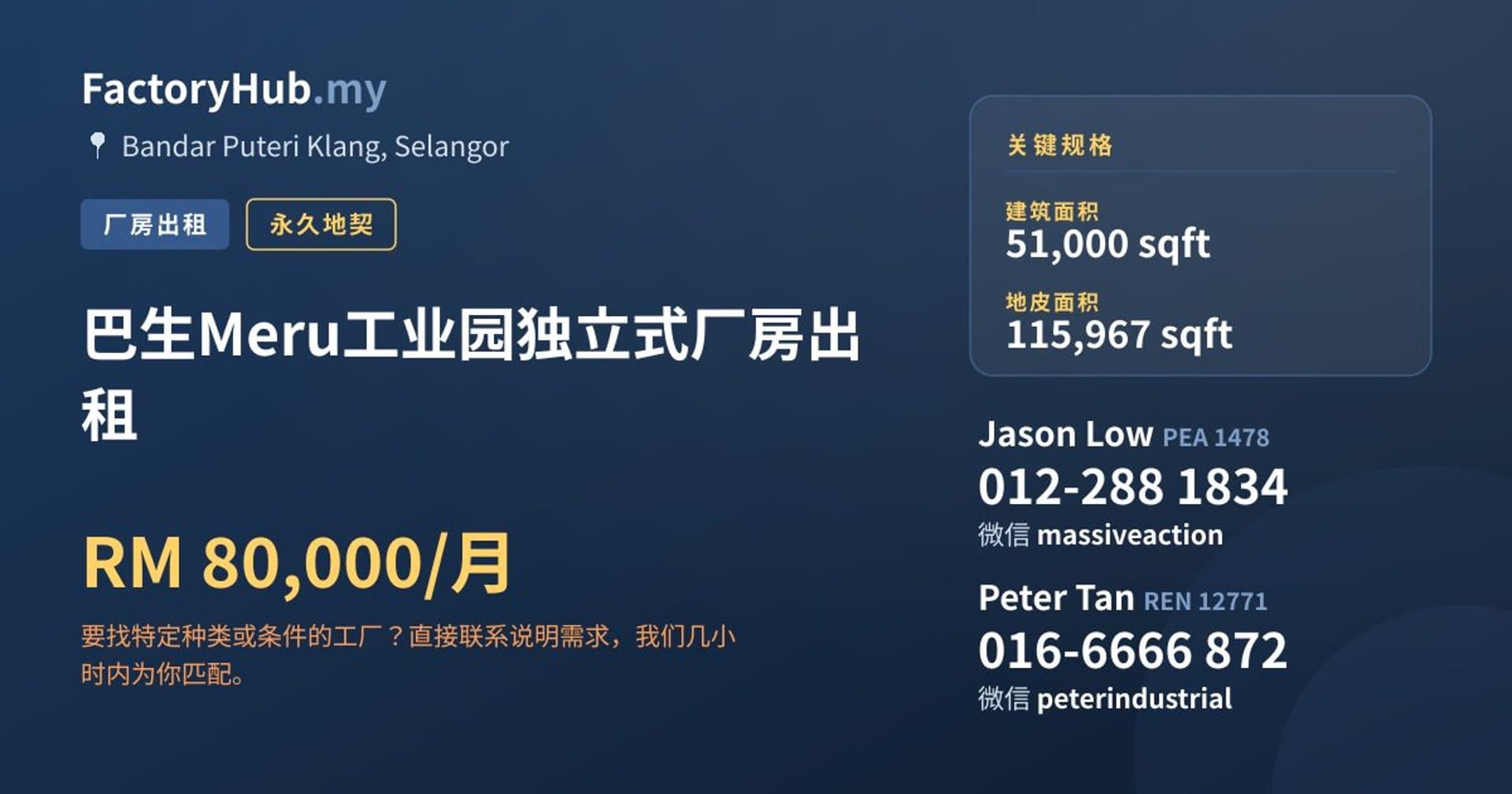 巴生Meru工业园独立式厂房出租 · 房源图片 1/2