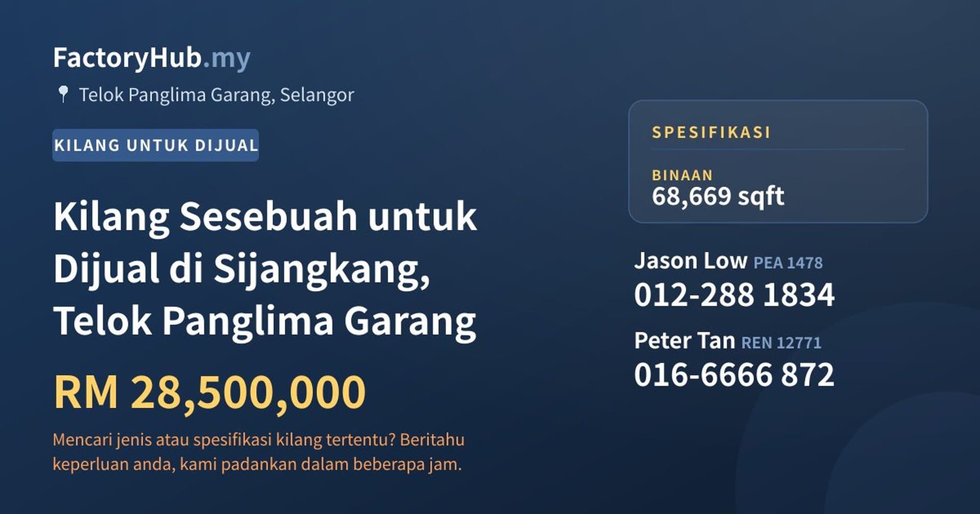 Kilang Sesebuah untuk Dijual di Sijangkang, Telok Panglima Garang · Imej hartanah 1/2