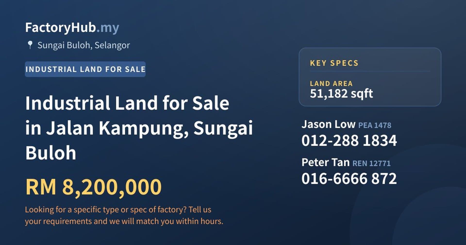 Industrial Land for Sale in Jalan Kampung, Sungai Buloh - Property image 1 of 2