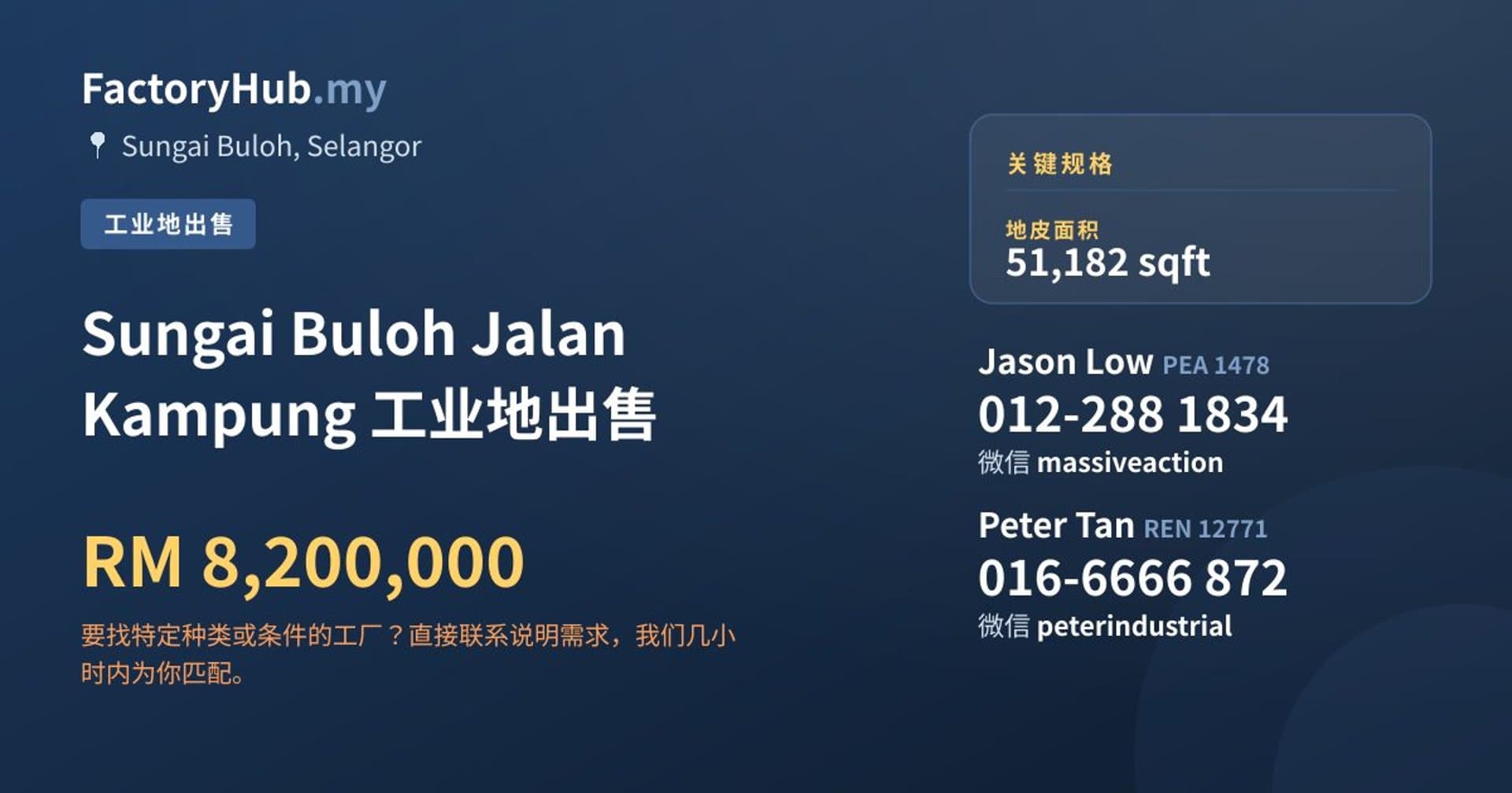 Sungai Buloh Jalan Kampung 工业地出售 · 房源图片 1/2