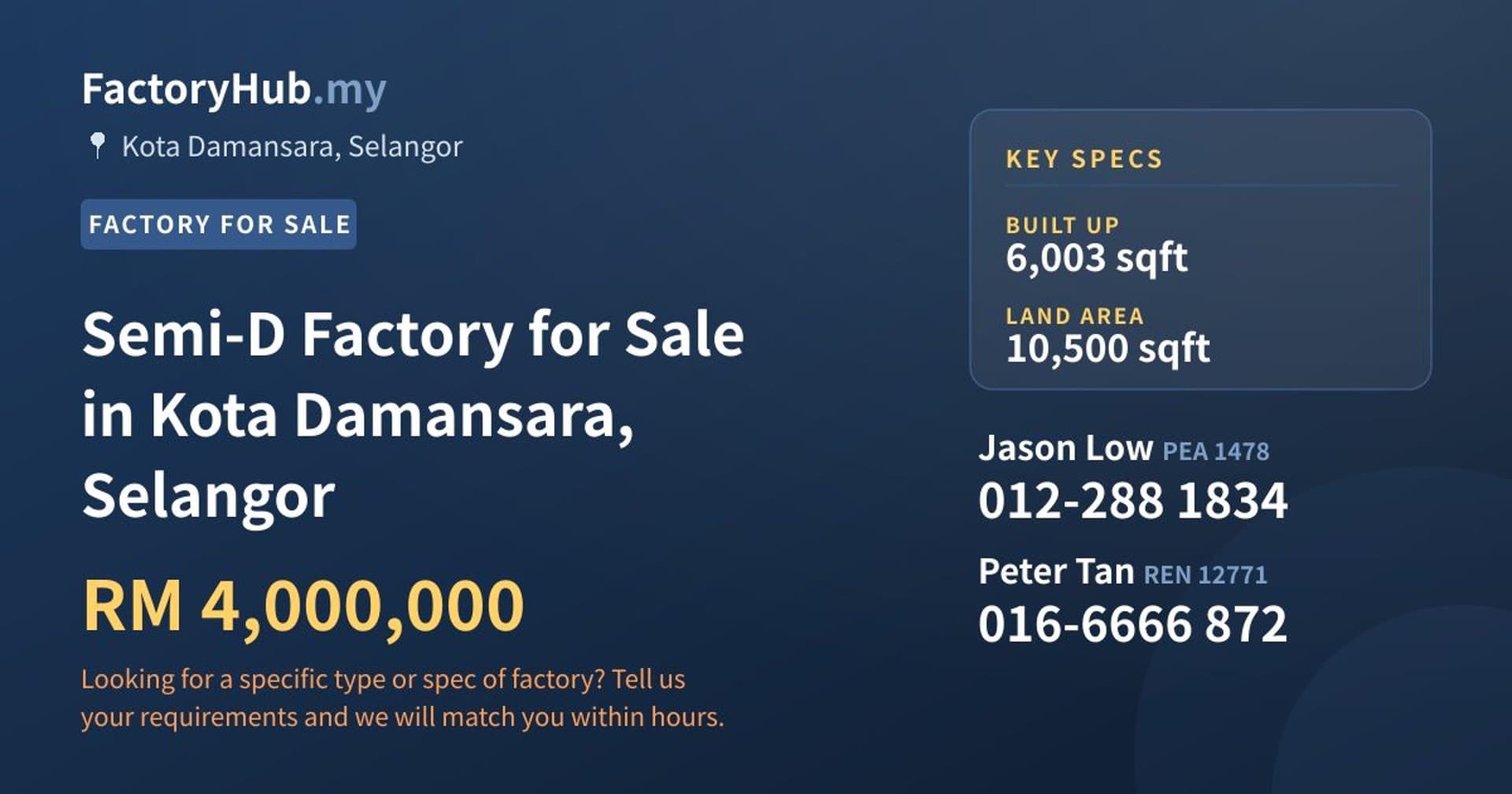 Semi-D Factory for Sale in Kota Damansara, Selangor - Property image 1 of 2