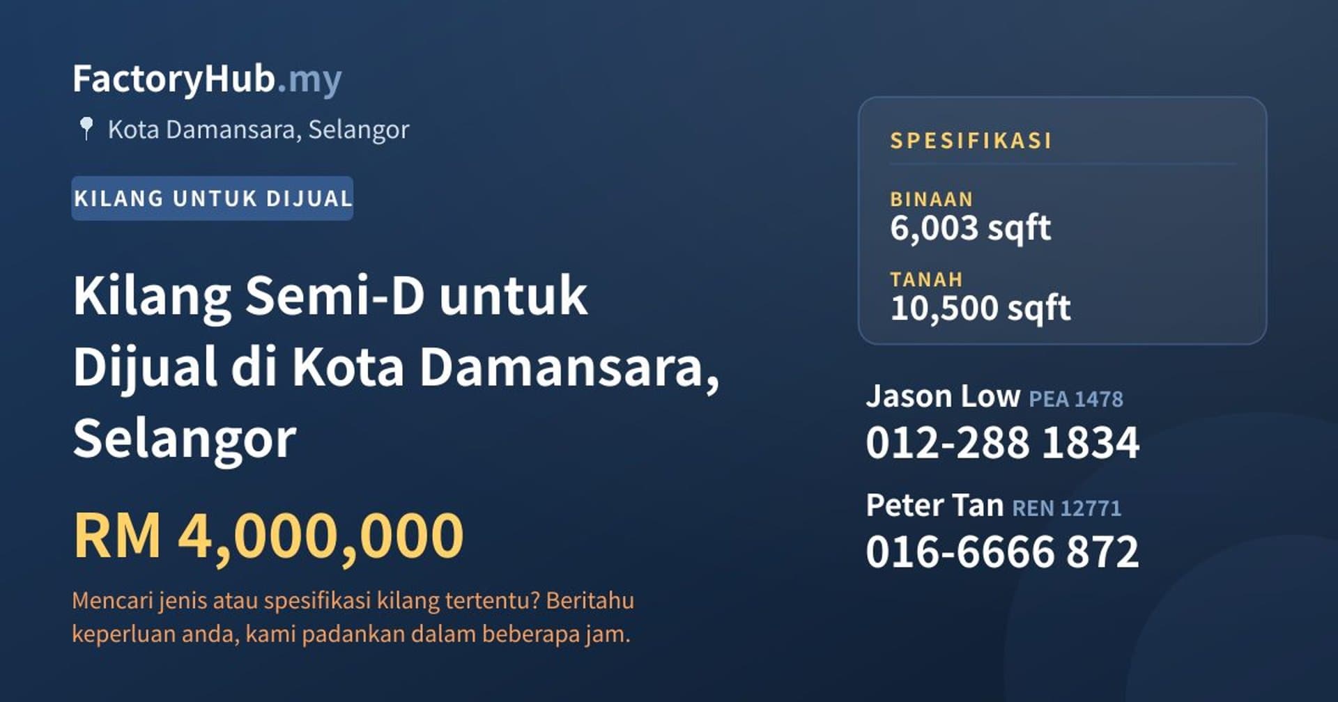 Kilang Semi-D untuk Dijual di Kota Damansara, Selangor · Imej hartanah 1/2