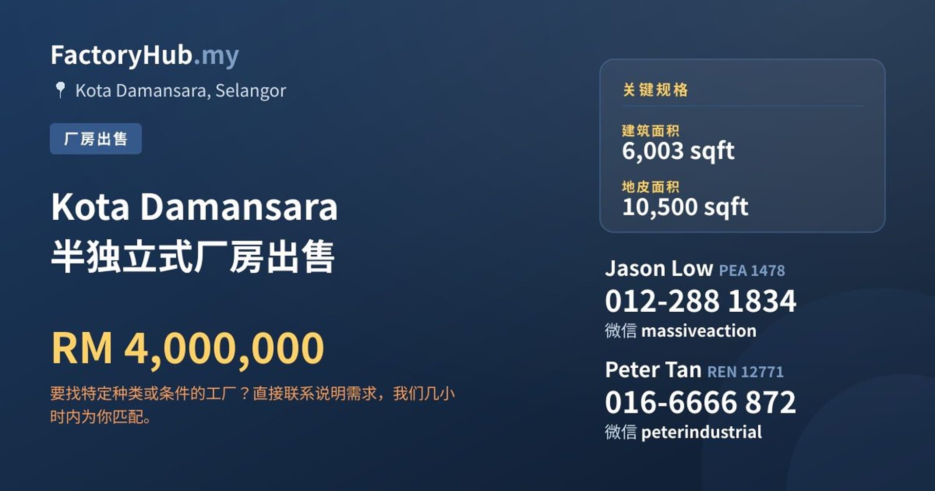 Kota Damansara 半独立式厂房出售 · 房源图片 1/2