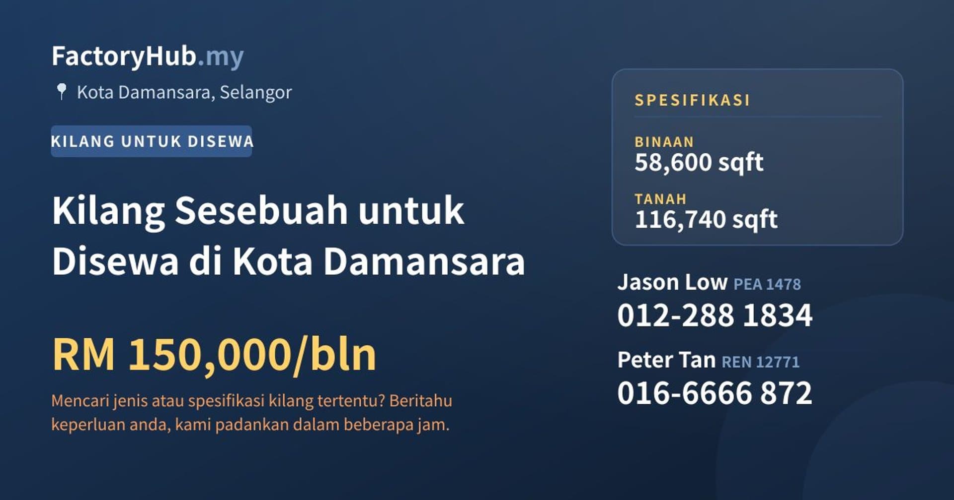 Kilang Sesebuah untuk Disewa di Kota Damansara · Imej hartanah 1/2