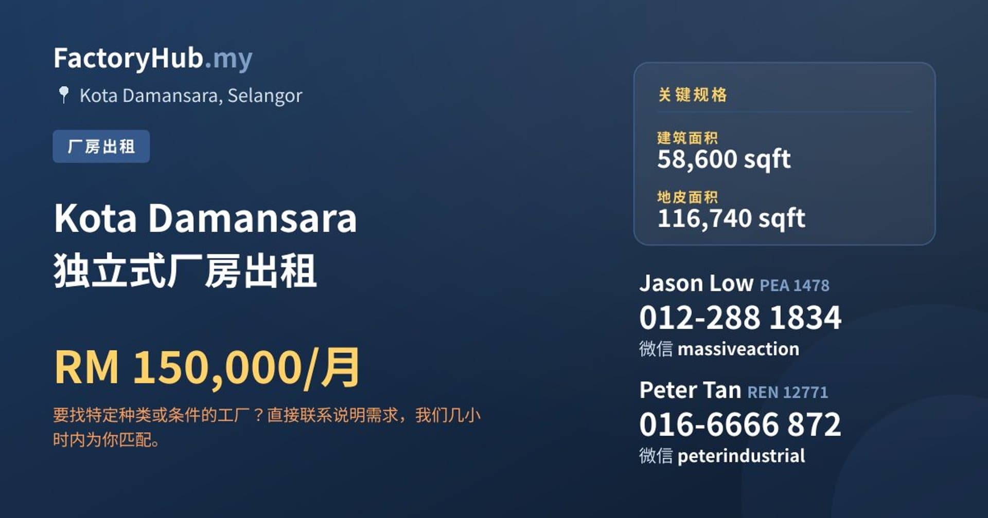 Kota Damansara 独立式厂房出租 · 房源图片 1/2