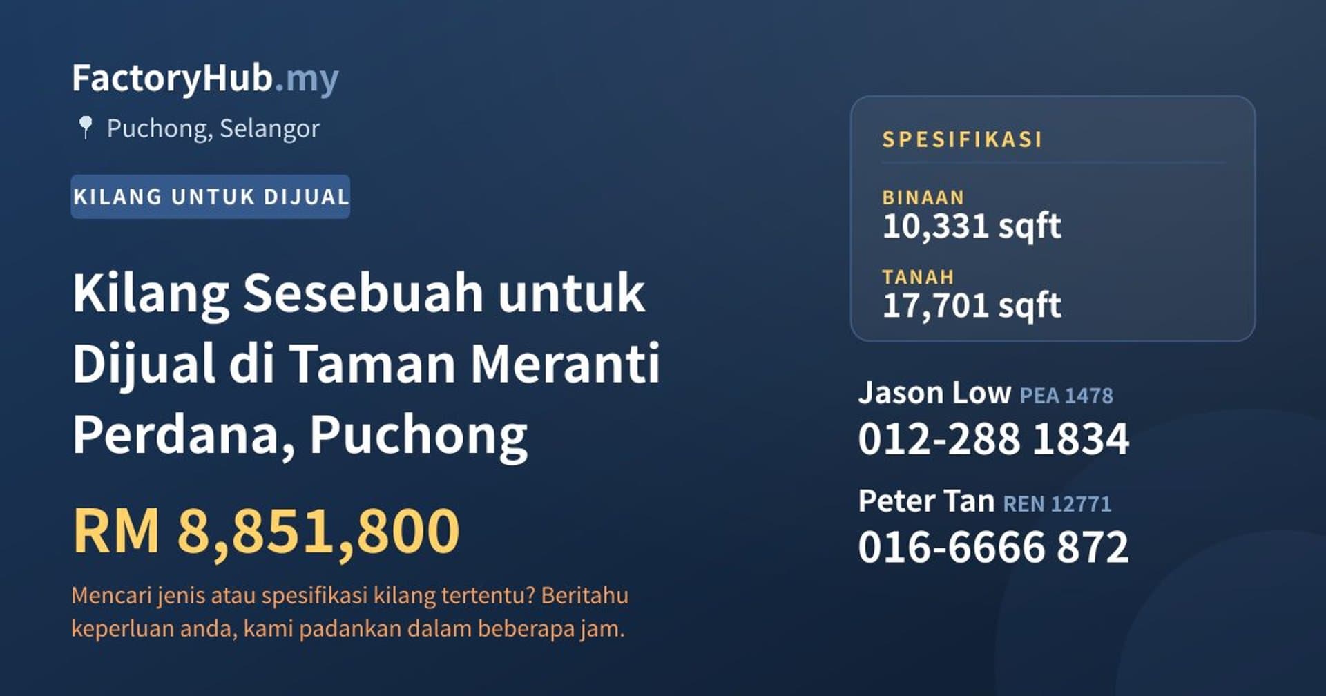 Kilang Sesebuah untuk Dijual di Taman Meranti Perdana, Puchong · Imej hartanah 1/2