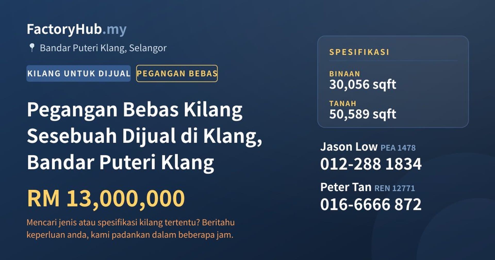 Pegangan Bebas Kilang Sesebuah Dijual di Klang, Bandar Puteri Klang · Imej hartanah 1/2