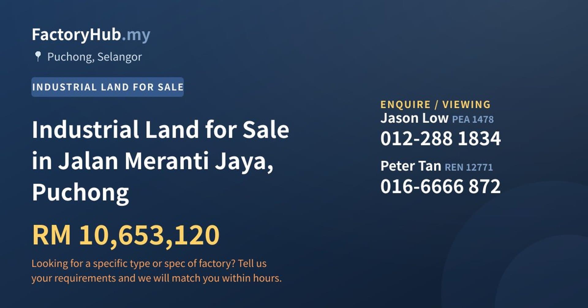 Industrial Land for Sale in Jalan Meranti Jaya, Puchong - Property image 1 of 2