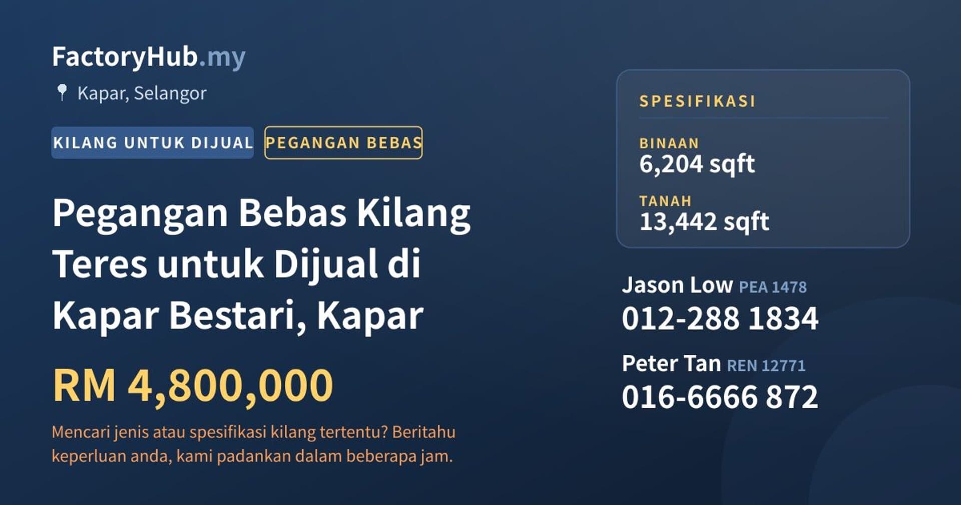 Pegangan Bebas Kilang Teres untuk Dijual di Kapar Bestari, Kapar · Imej hartanah 1/2