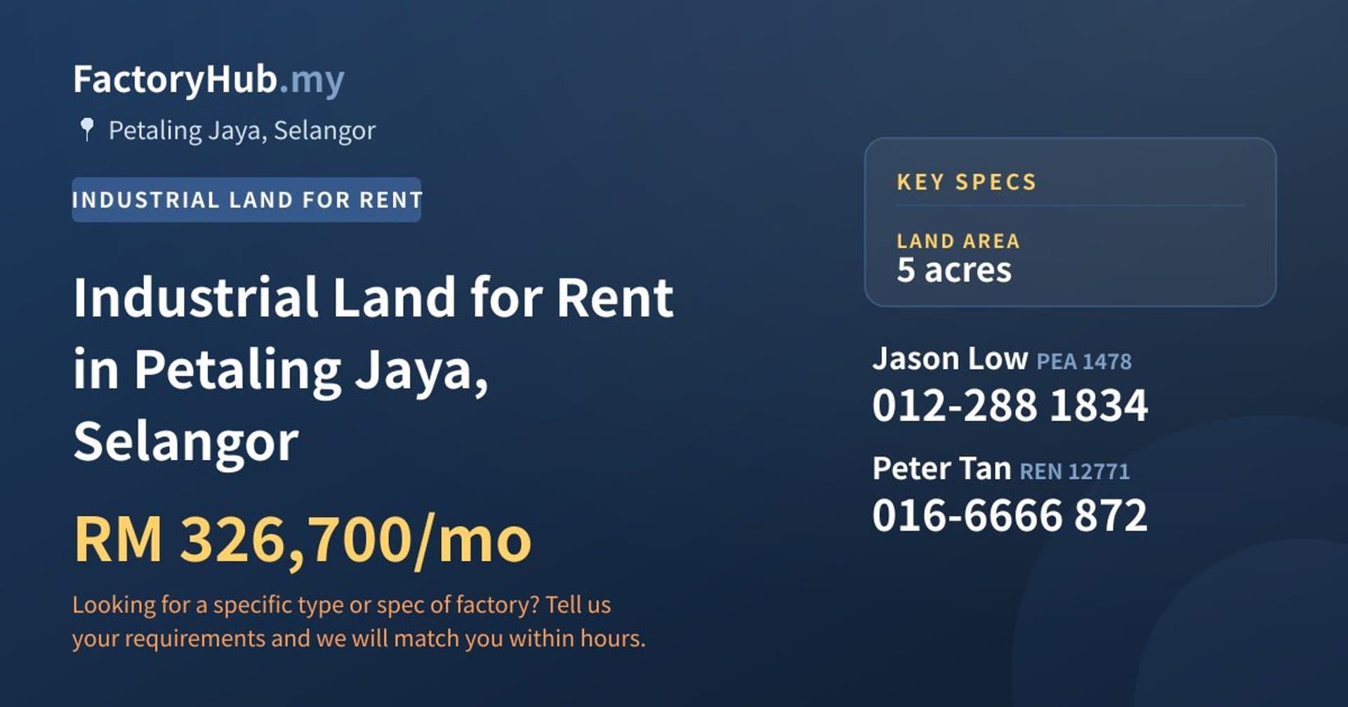 Industrial Land for Rent in Petaling Jaya, Selangor - Property image 1 of 2