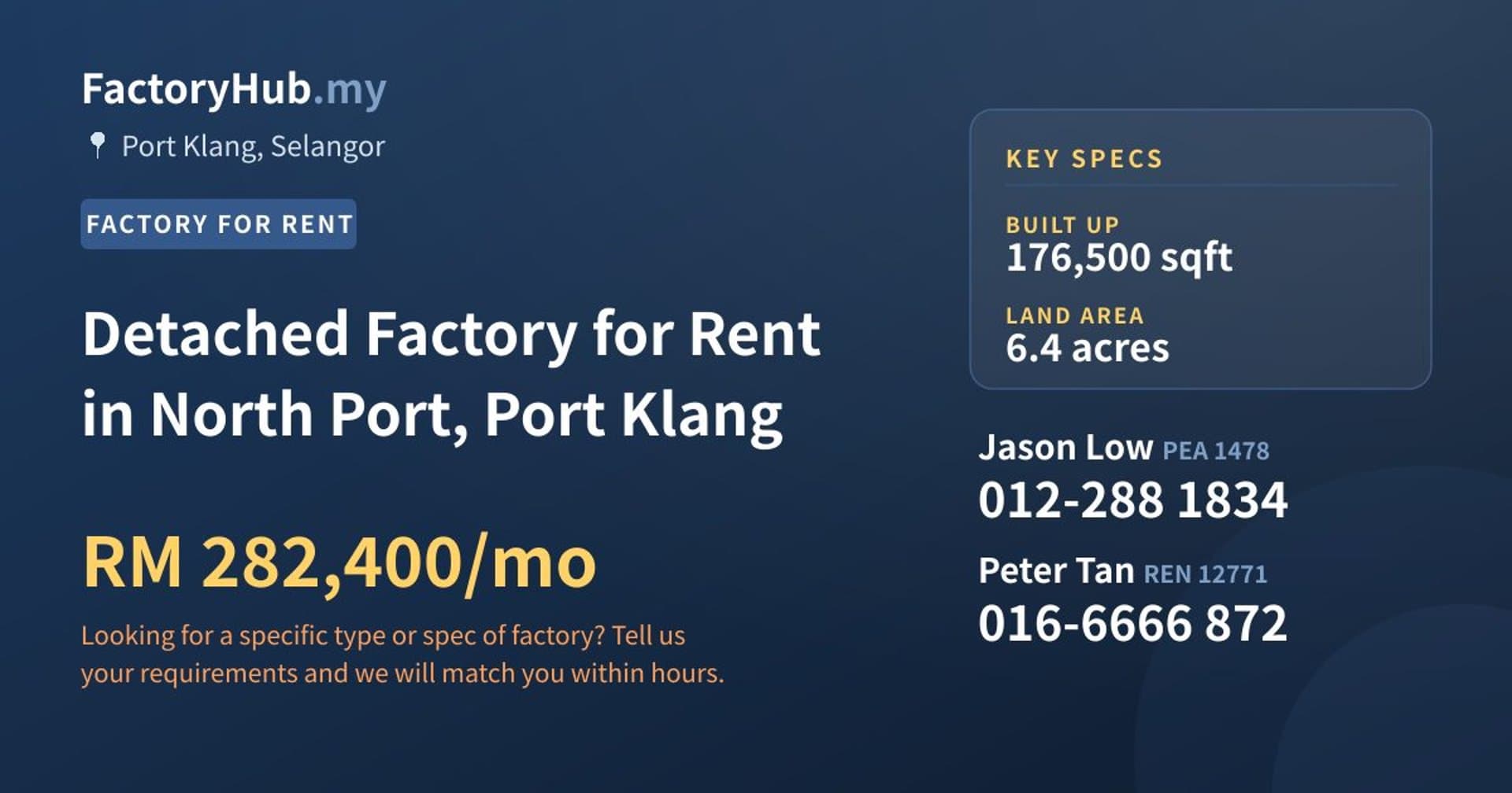 Detached Factory for Rent in North Port, Port Klang - Property image 1 of 2
