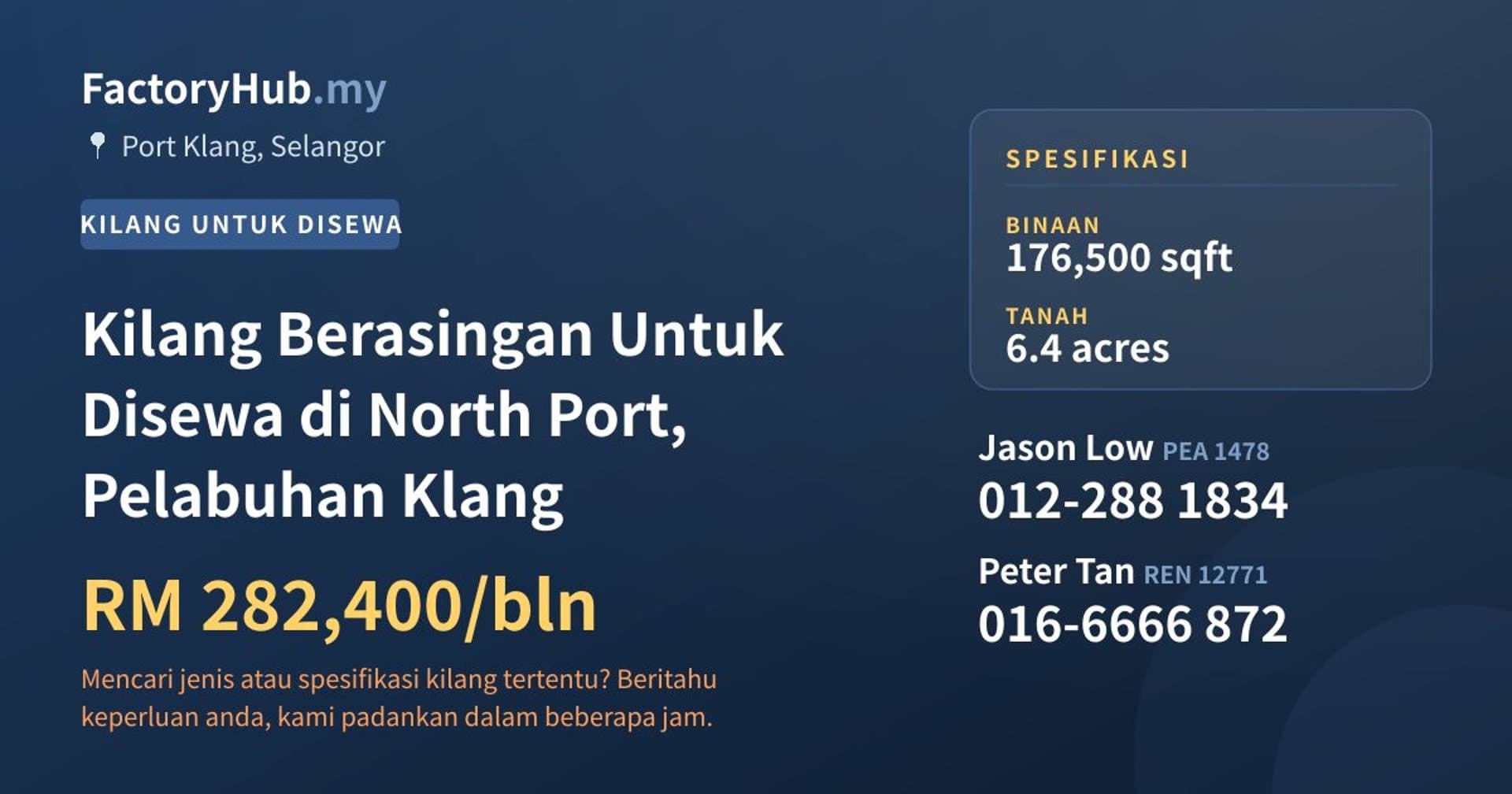 Kilang Berasingan Untuk Disewa di North Port, Pelabuhan Klang · Imej hartanah 1/2
