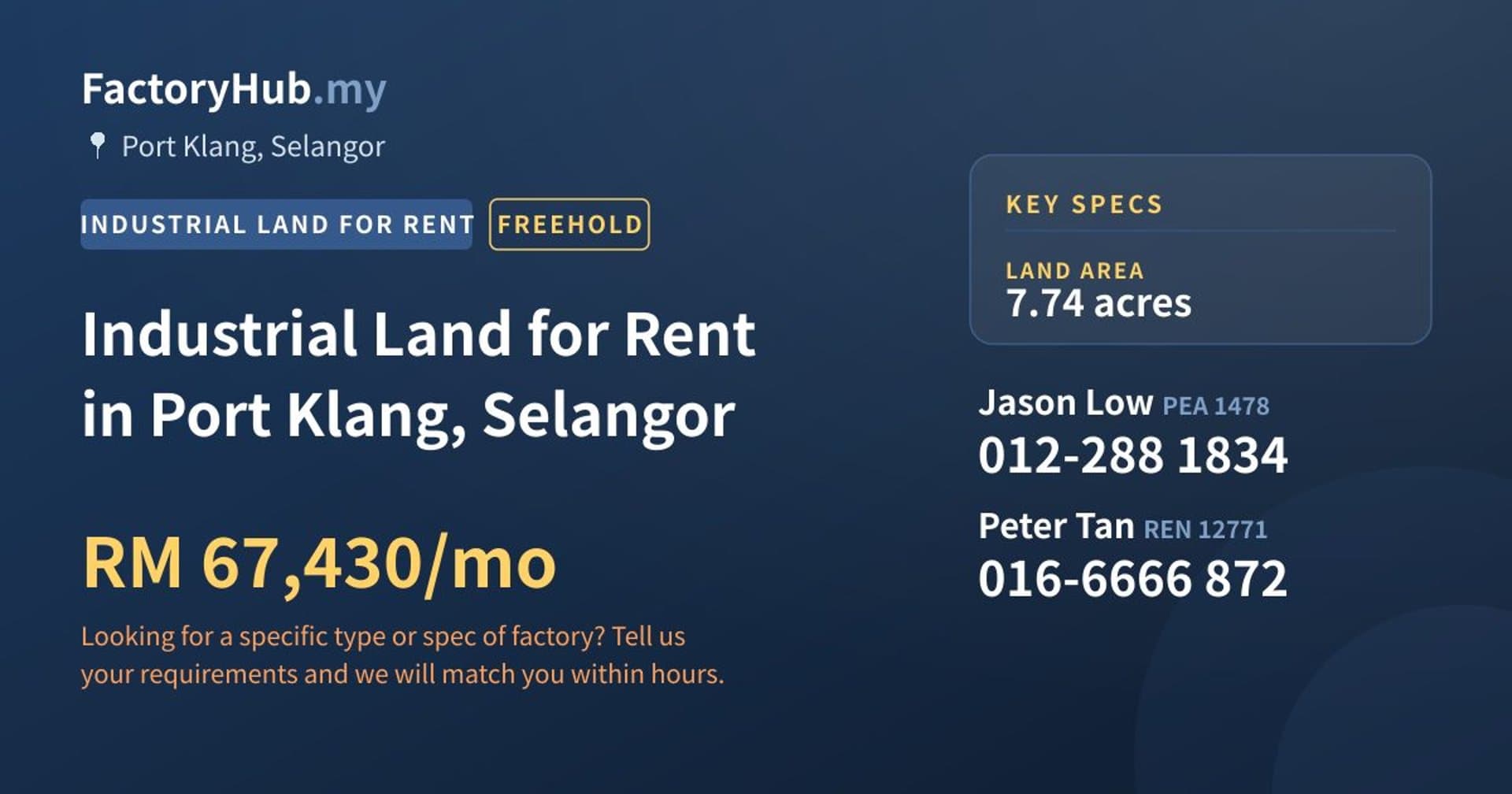 Industrial Land for Rent in Port Klang, Selangor - Property image 1 of 2