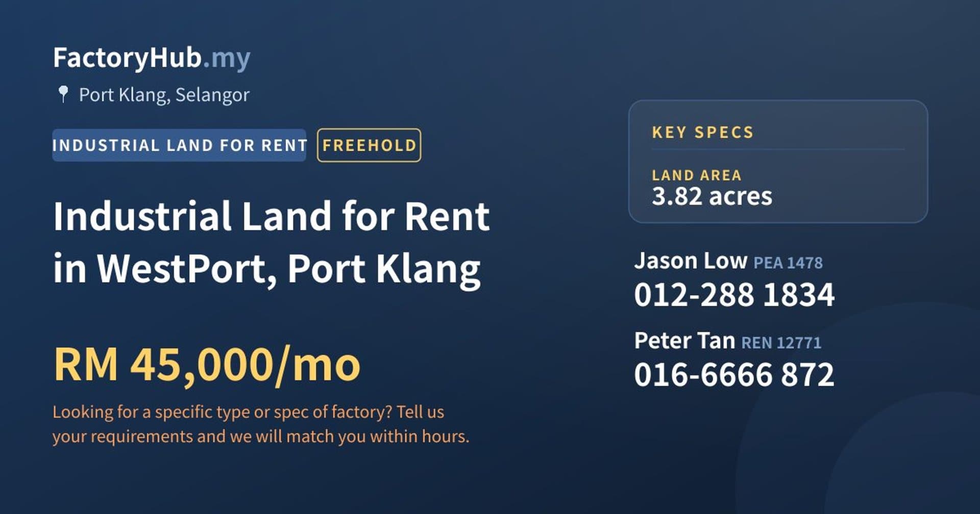 Industrial Land for Rent in WestPort, Port Klang - Property image 1 of 2