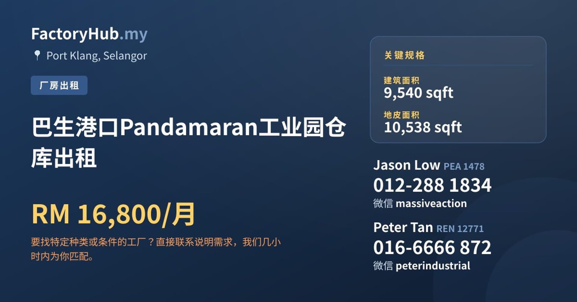 巴生港口Pandamaran工业园仓库出租 · 房源图片 1/2