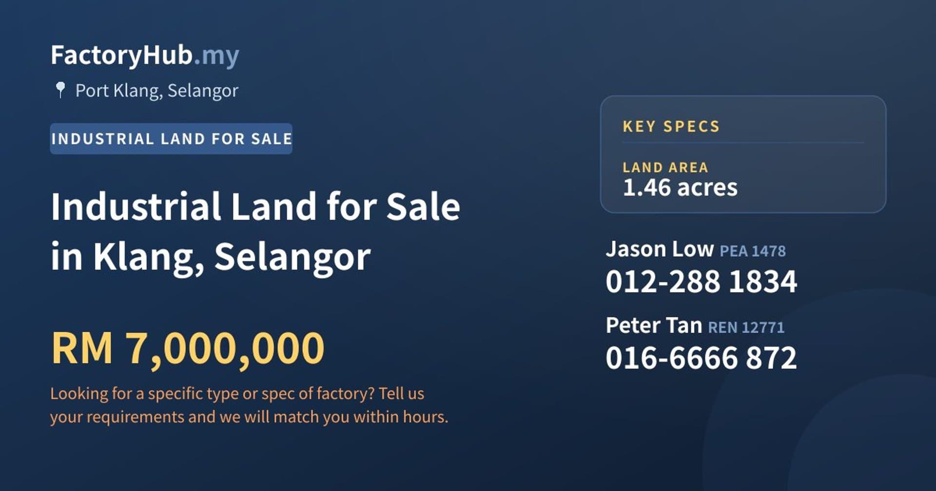 Industrial Land for Sale in Klang, Selangor - Property image 1 of 2