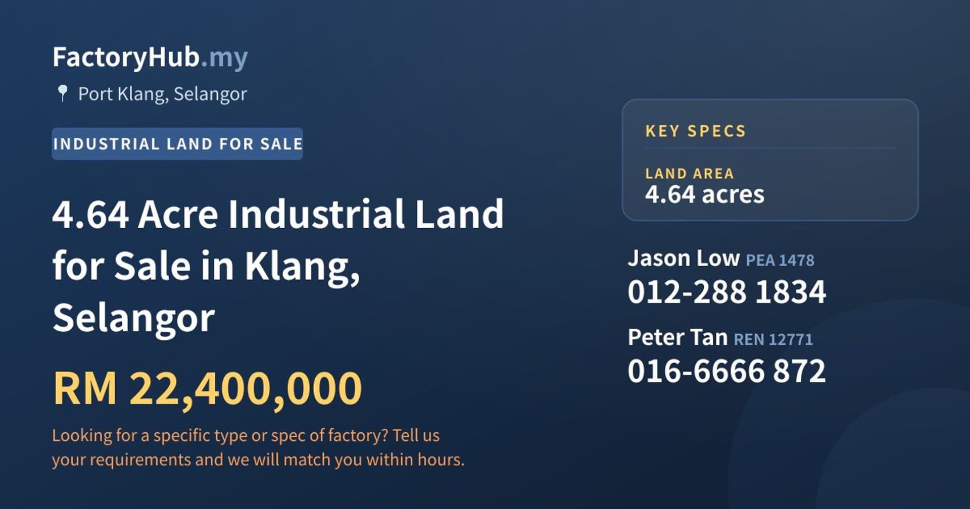 4.64 Acre Industrial Land for Sale in Klang, Selangor - Property image 1 of 2