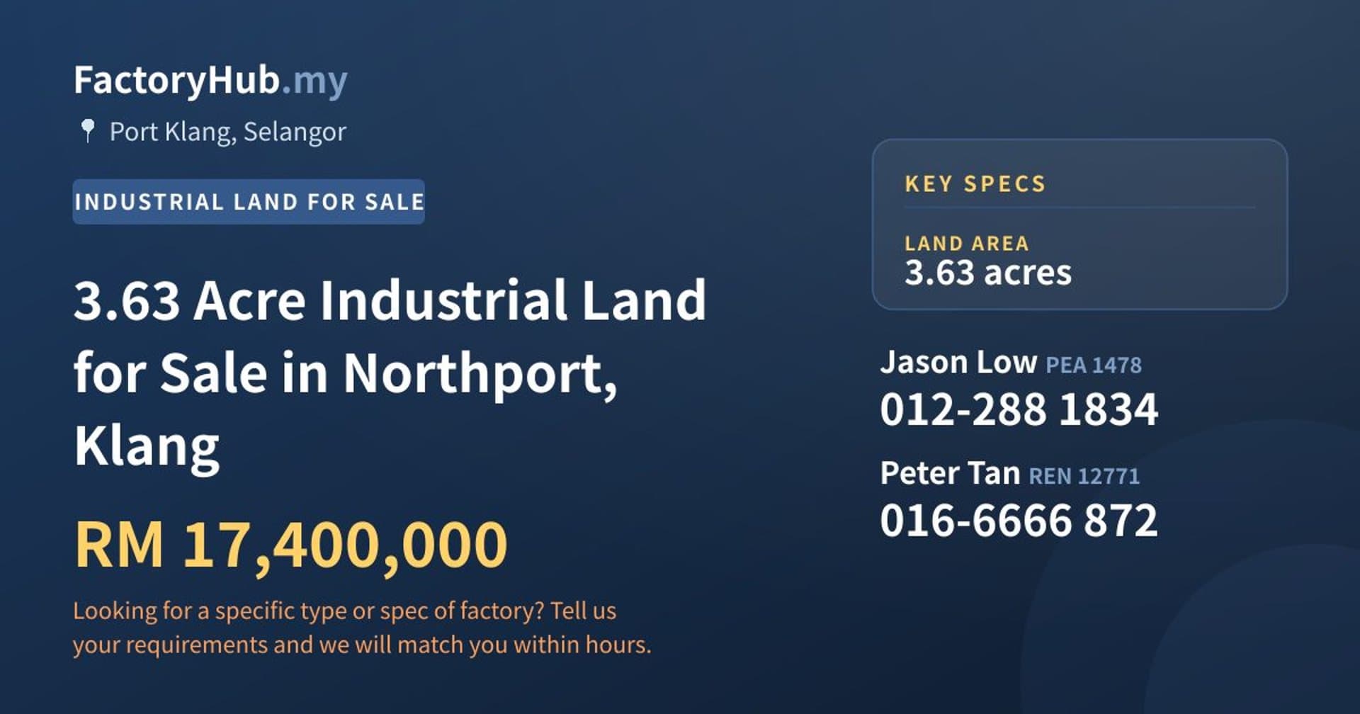 3.63 Acre Industrial Land for Sale in Northport, Klang - Property image 1 of 2