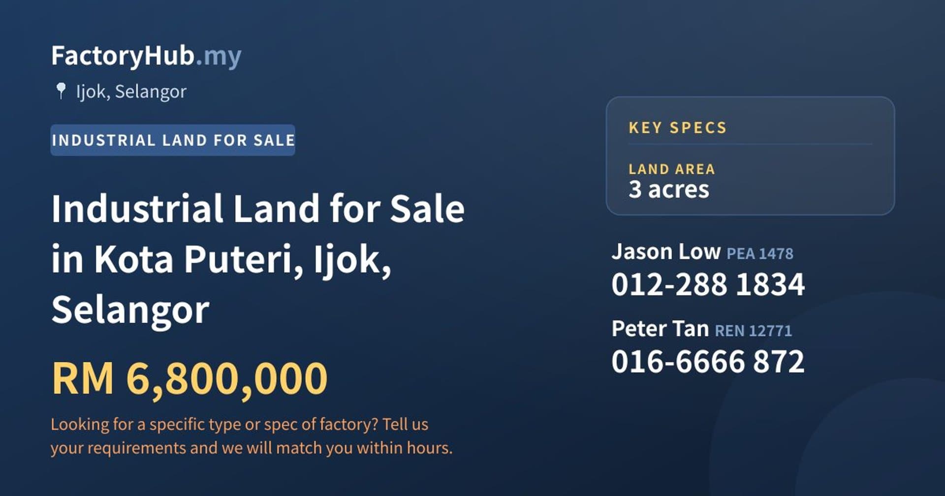 Industrial Land for Sale in Kota Puteri, Ijok, Selangor - Property image 1 of 2