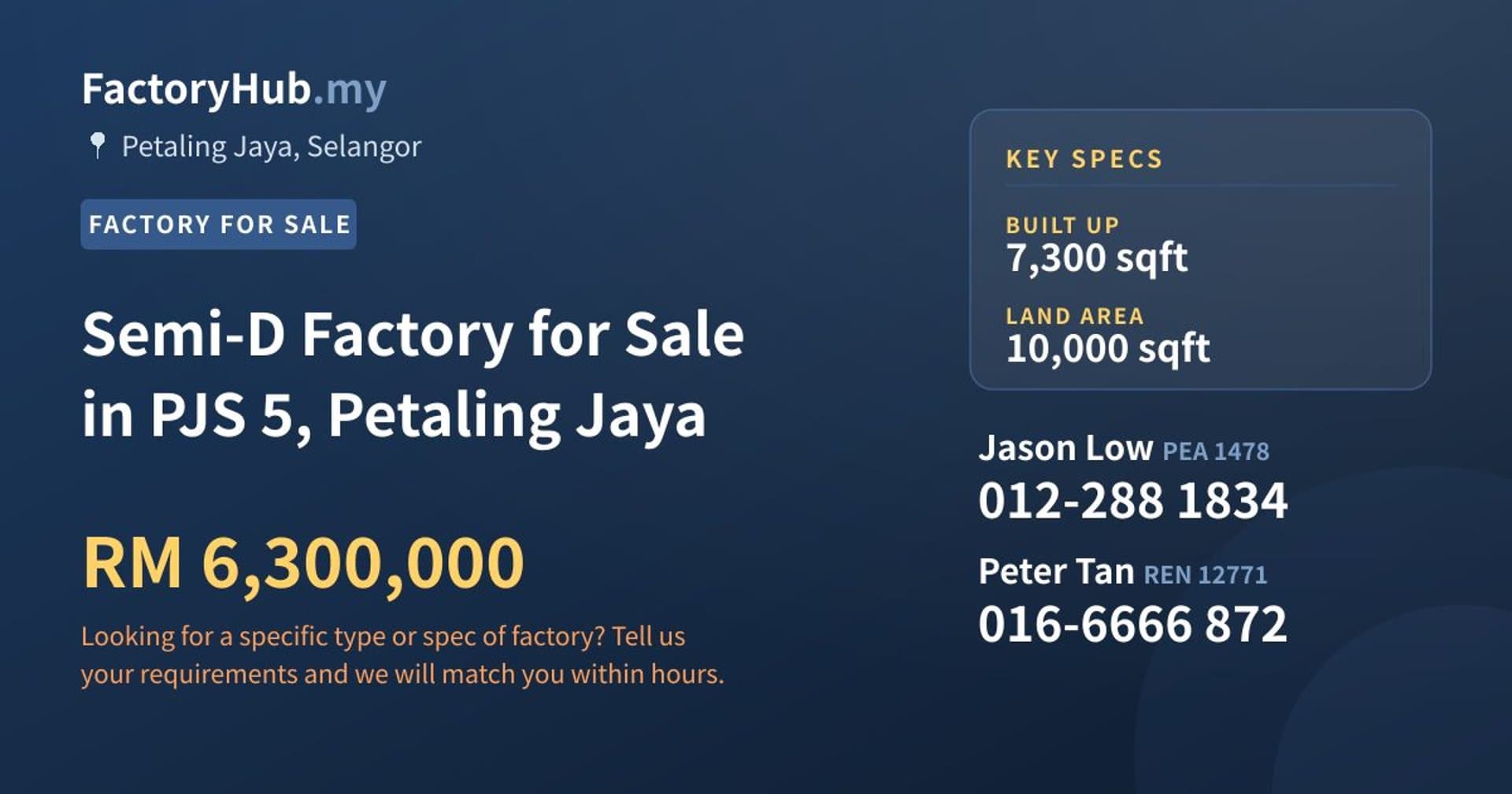 Semi-D Factory for Sale in PJS 5, Petaling Jaya - Property image 1 of 2