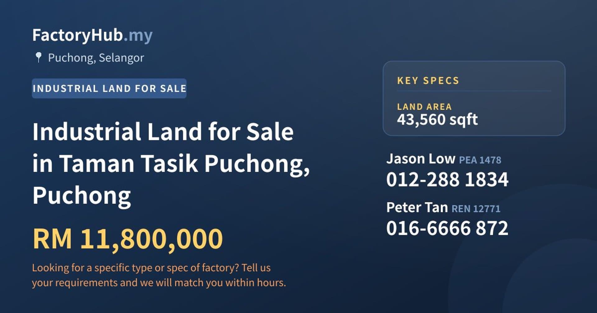 Industrial Land for Sale in Taman Tasik Puchong, Puchong - Property image 1 of 2