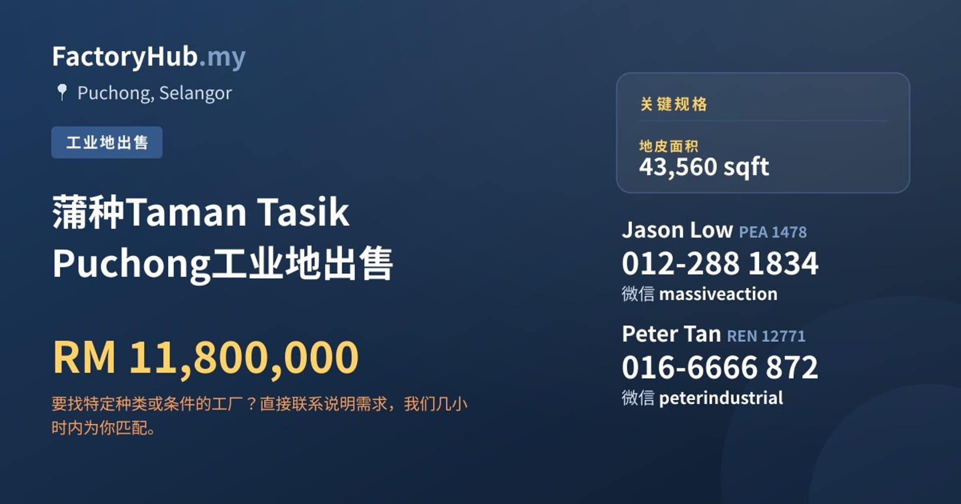 蒲种Taman Tasik Puchong工业地出售 · 房源图片 1/2
