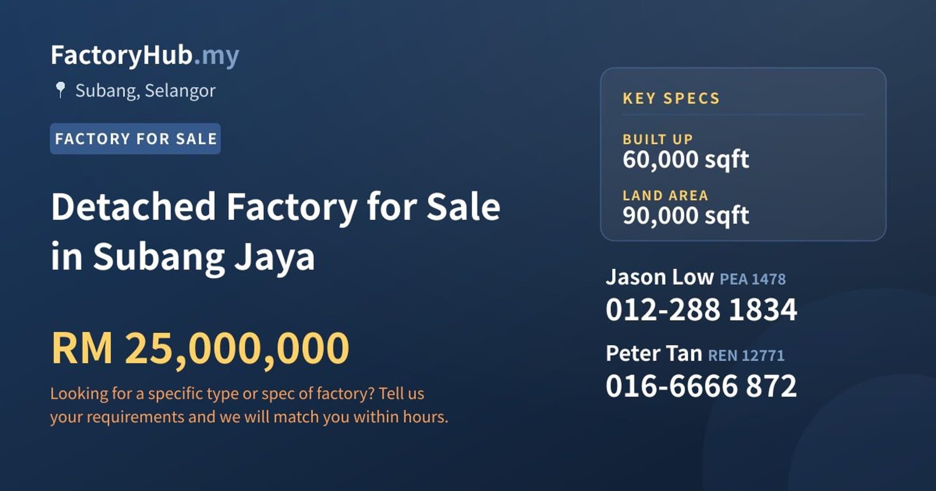 Detached Factory for Sale in Subang Jaya - Property image 1 of 2