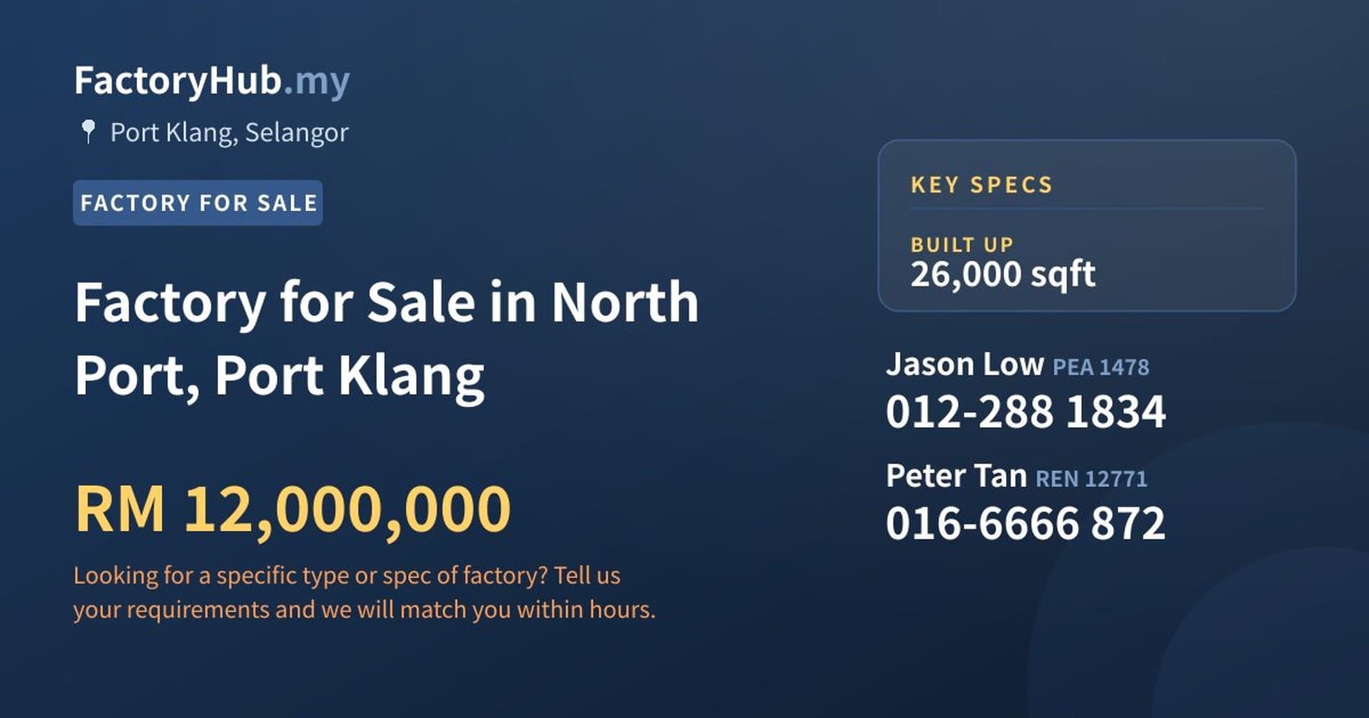 Factory for Sale in North Port, Port Klang - Property image 1 of 2