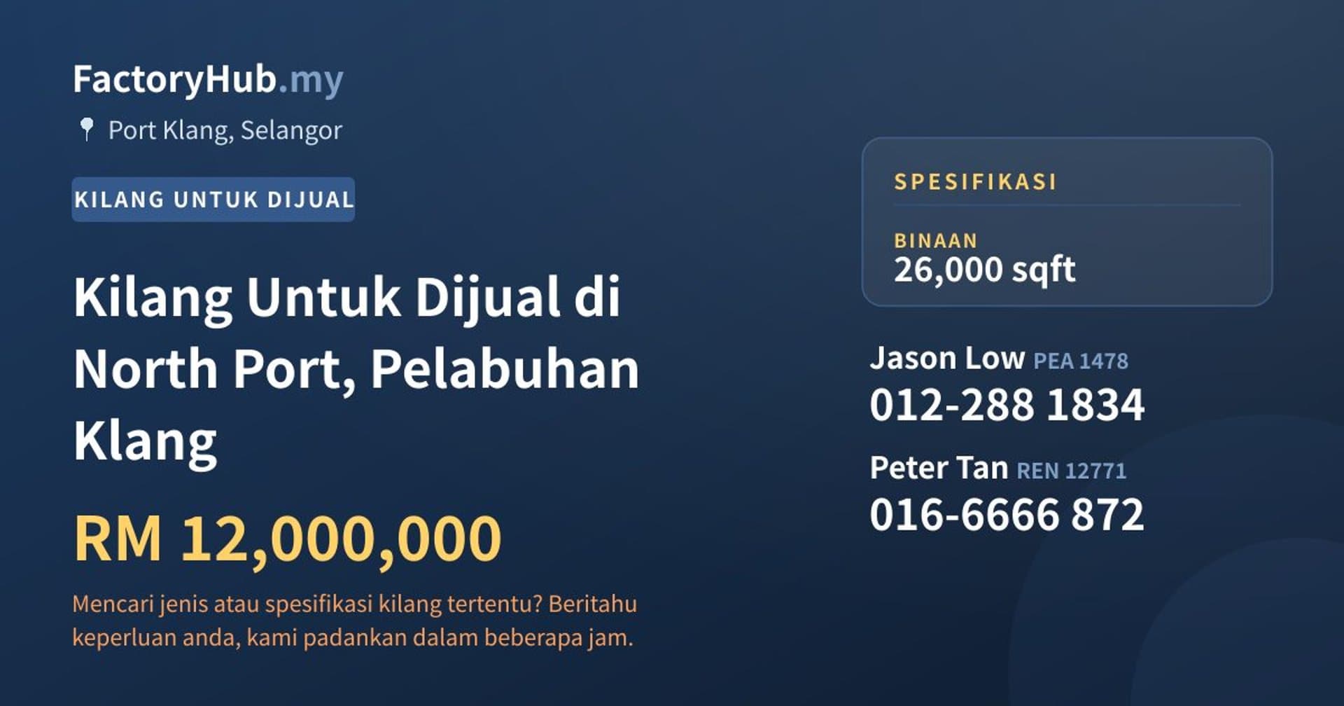 Kilang Untuk Dijual di North Port, Pelabuhan Klang · Imej hartanah 1/2