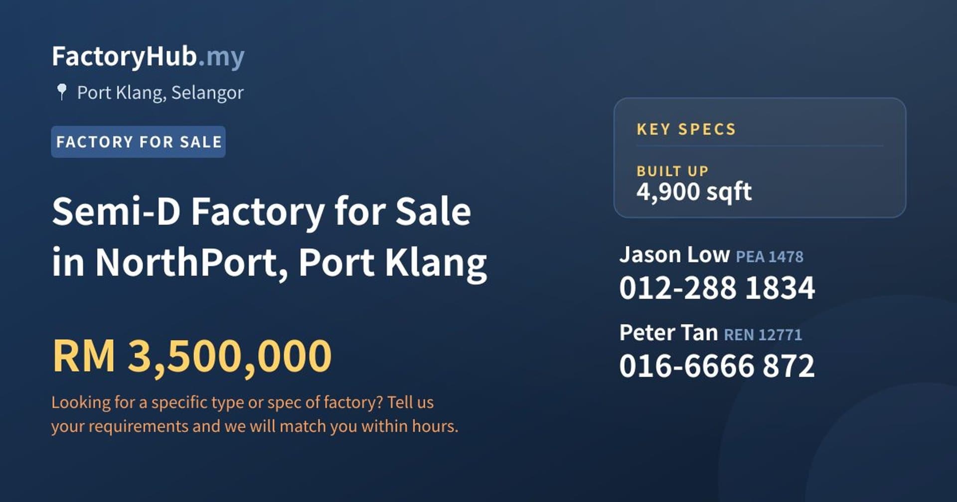 Semi-D Factory for Sale in NorthPort, Port Klang - Property image 1 of 2