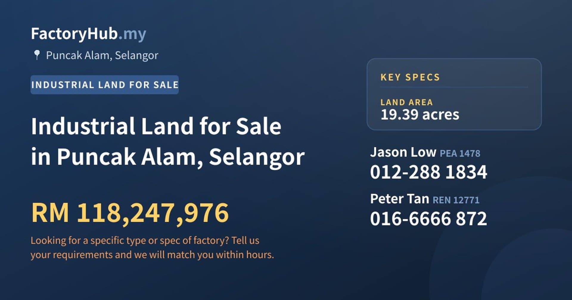 Industrial Land for Sale in Puncak Alam, Selangor - Property image 1 of 2