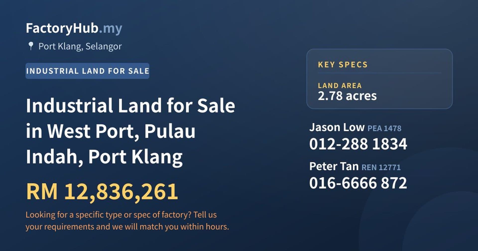 Industrial Land for Sale in West Port, Pulau Indah, Port Klang - Property image 1 of 2