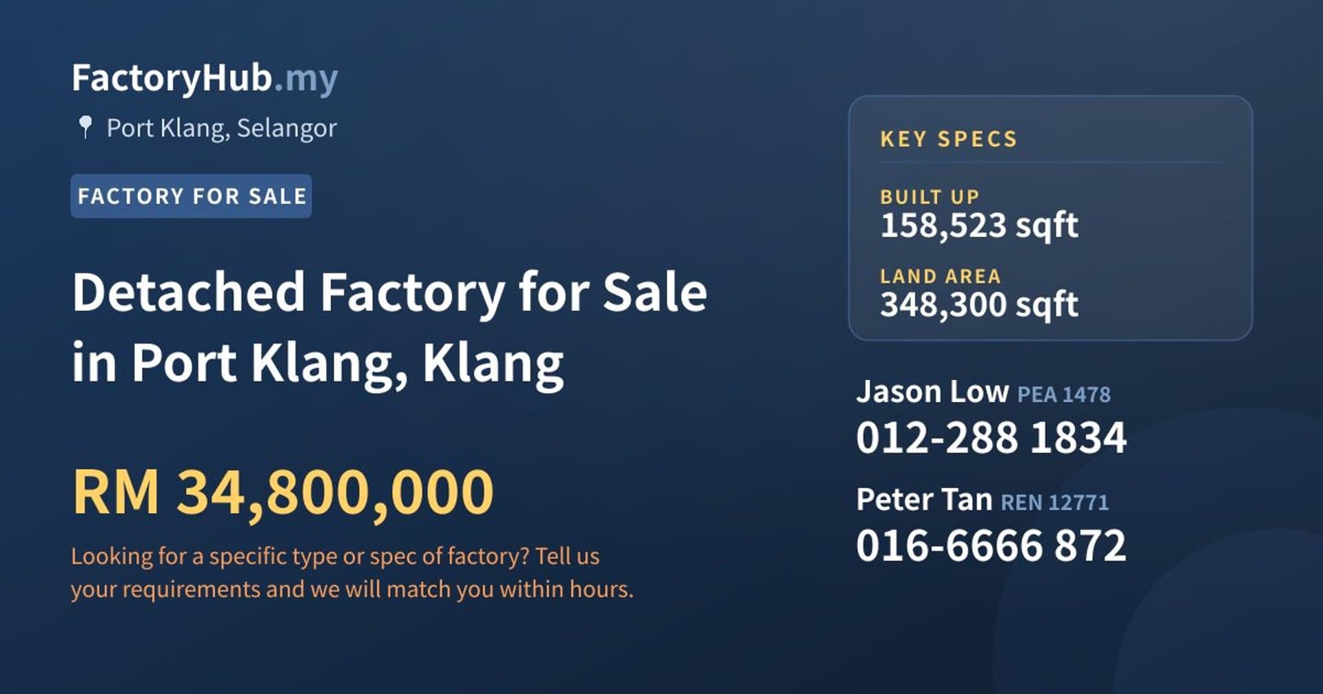 Detached Factory for Sale in Port Klang, Klang - Property image 1 of 2