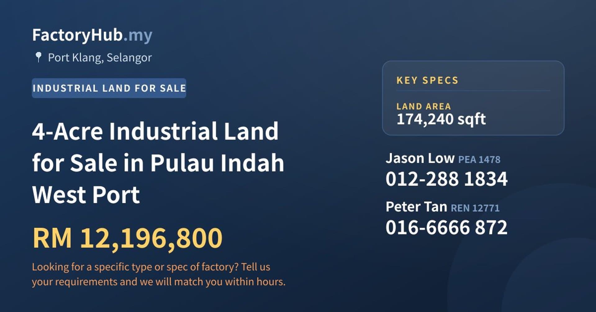 4-Acre Industrial Land for Sale in Pulau Indah West Port - Property image 1 of 2