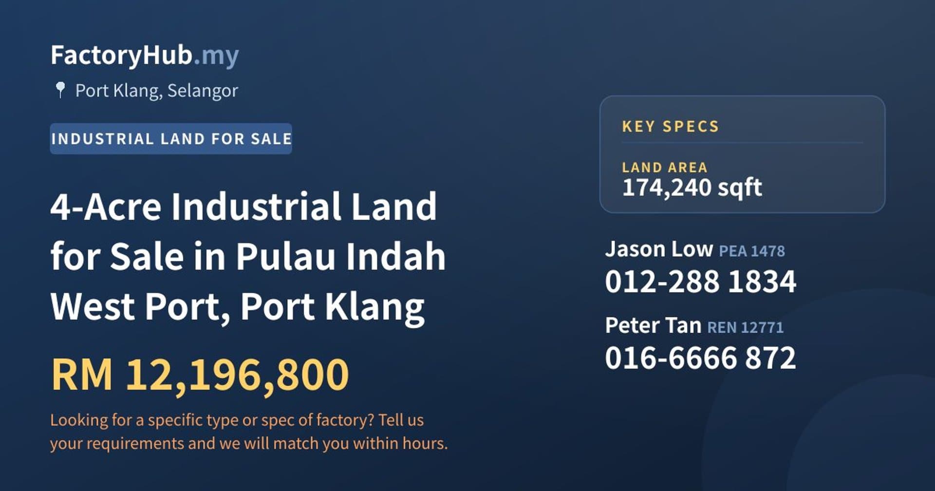 4-Acre Industrial Land for Sale in Pulau Indah West Port, Port Klang - Property image 1 of 2