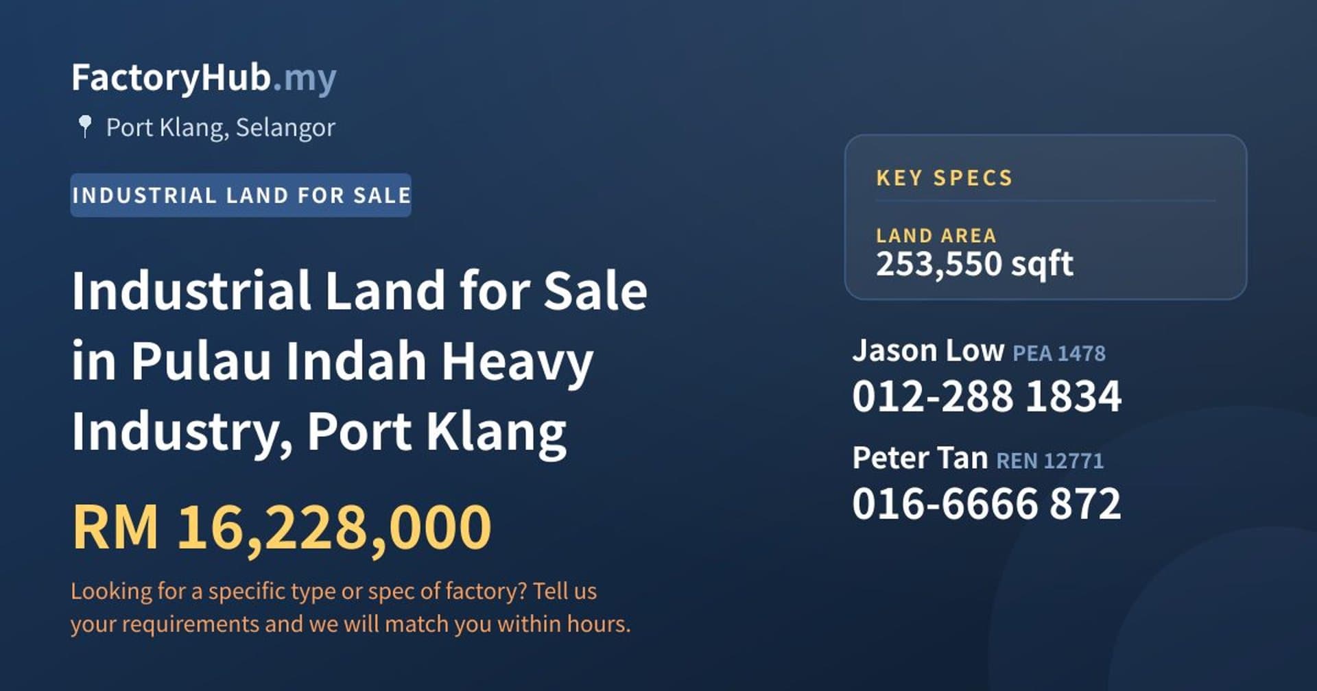 Industrial Land for Sale in Pulau Indah Heavy Industry, Port Klang - Property image 1 of 2