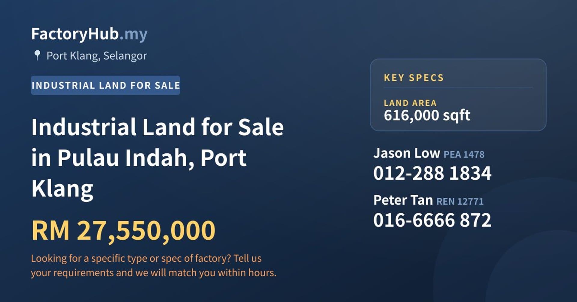 Industrial Land for Sale in Pulau Indah, Port Klang - Property image 1 of 2