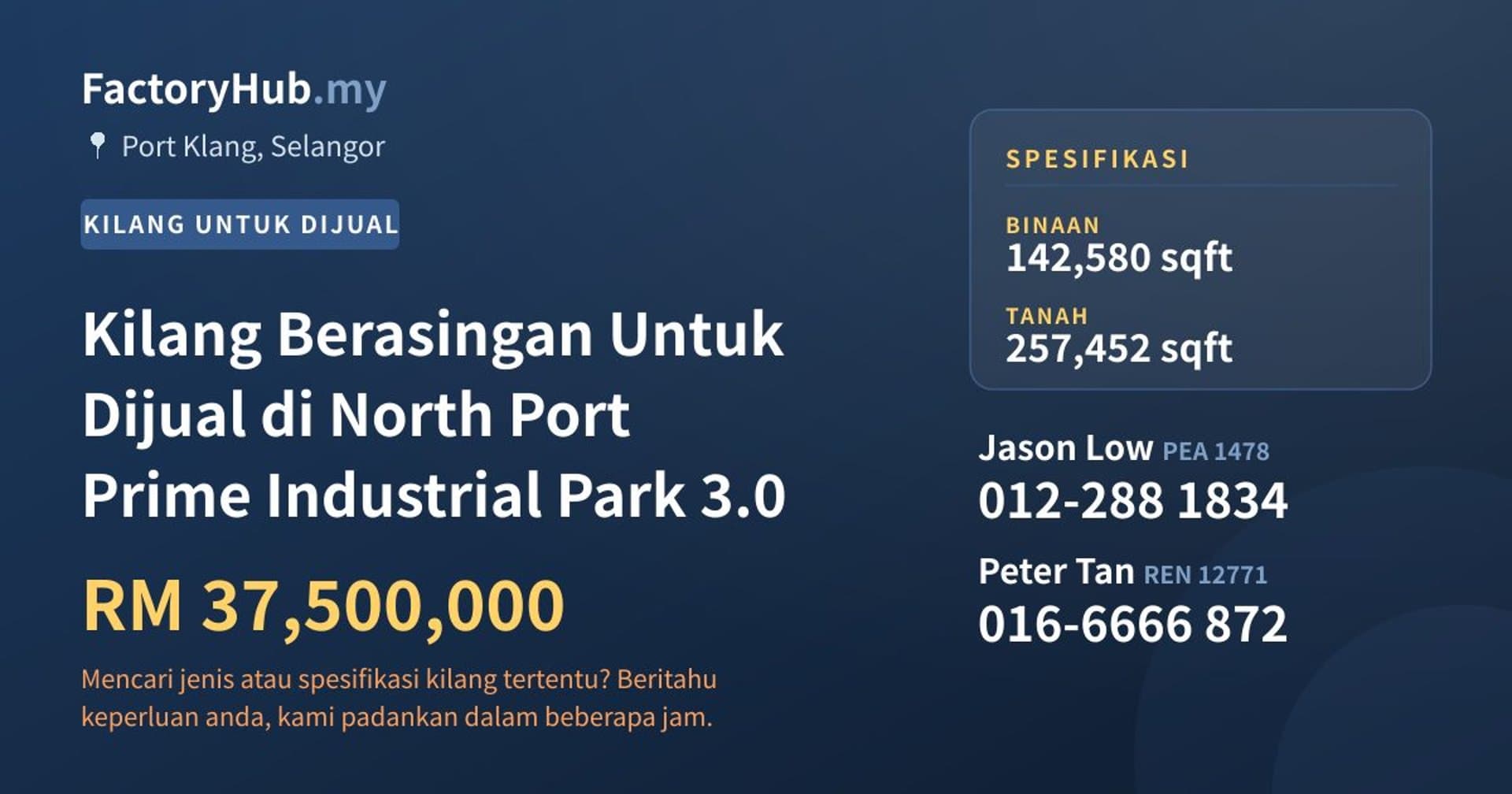 Kilang Berasingan Untuk Dijual di North Port Prime Industrial Park 3.0 · Imej hartanah 1/2