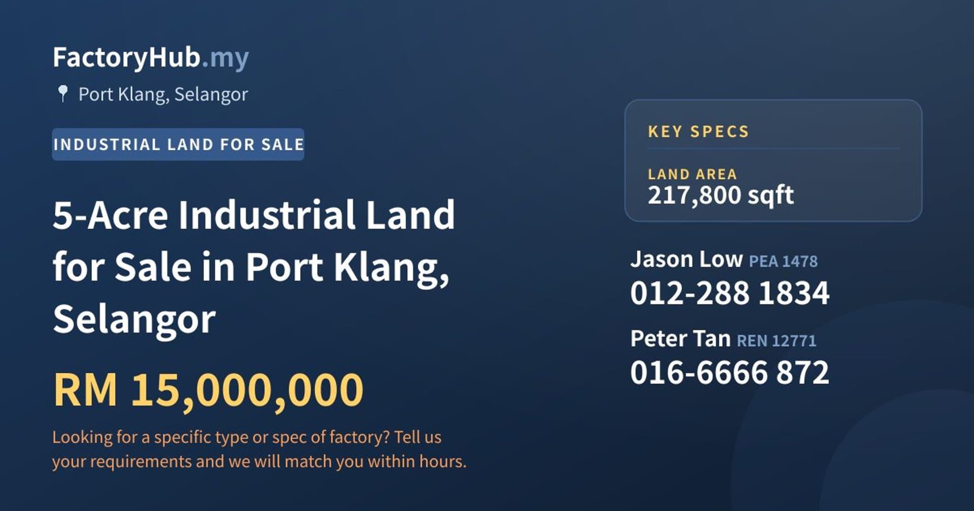 5-Acre Industrial Land for Sale in Port Klang, Selangor - Property image 1 of 2