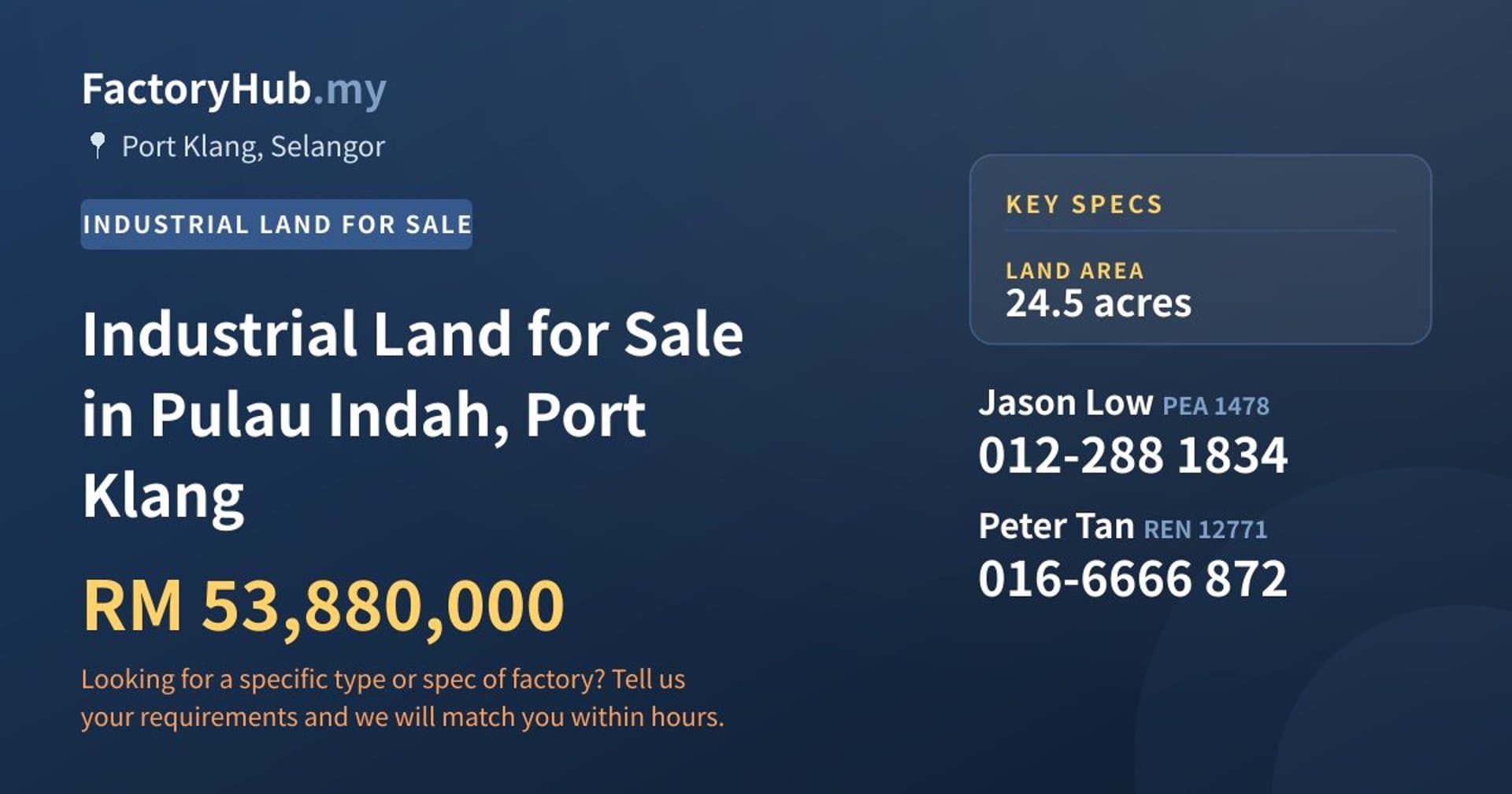 Industrial Land for Sale in Pulau Indah, Port Klang - Property image 1 of 2