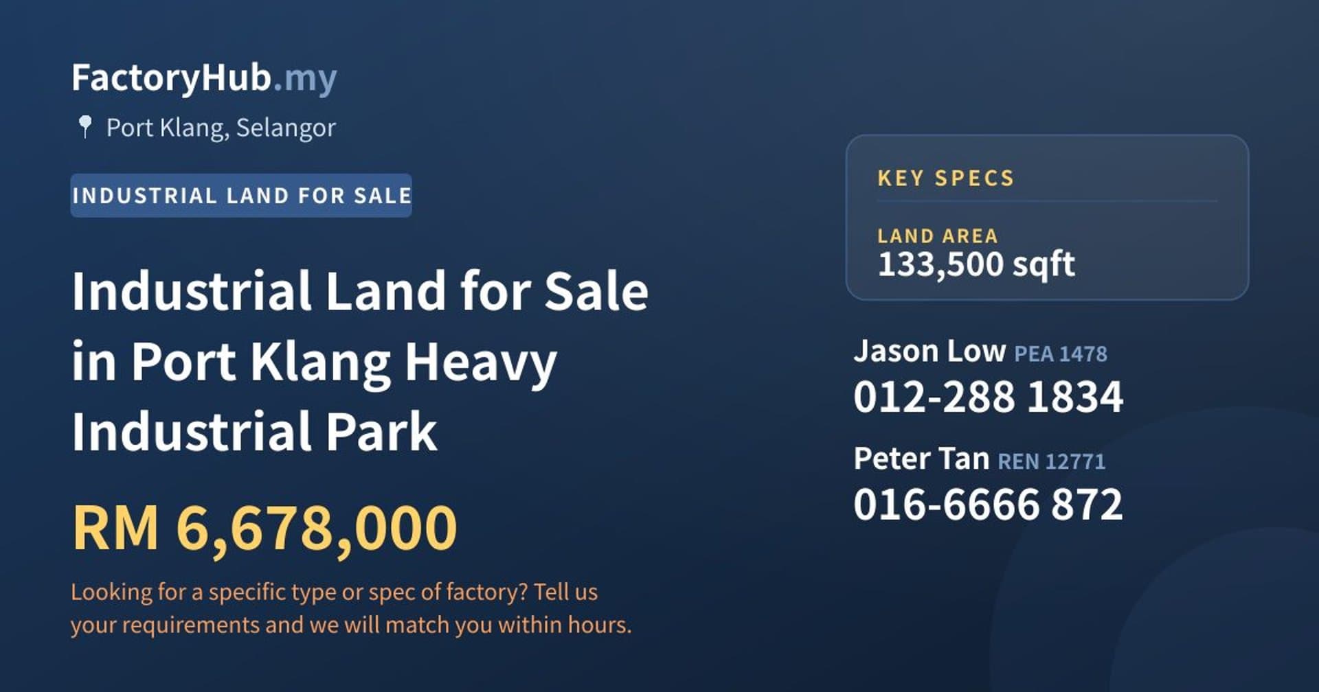 Industrial Land for Sale in Port Klang Heavy Industrial Park - Property image 1 of 2