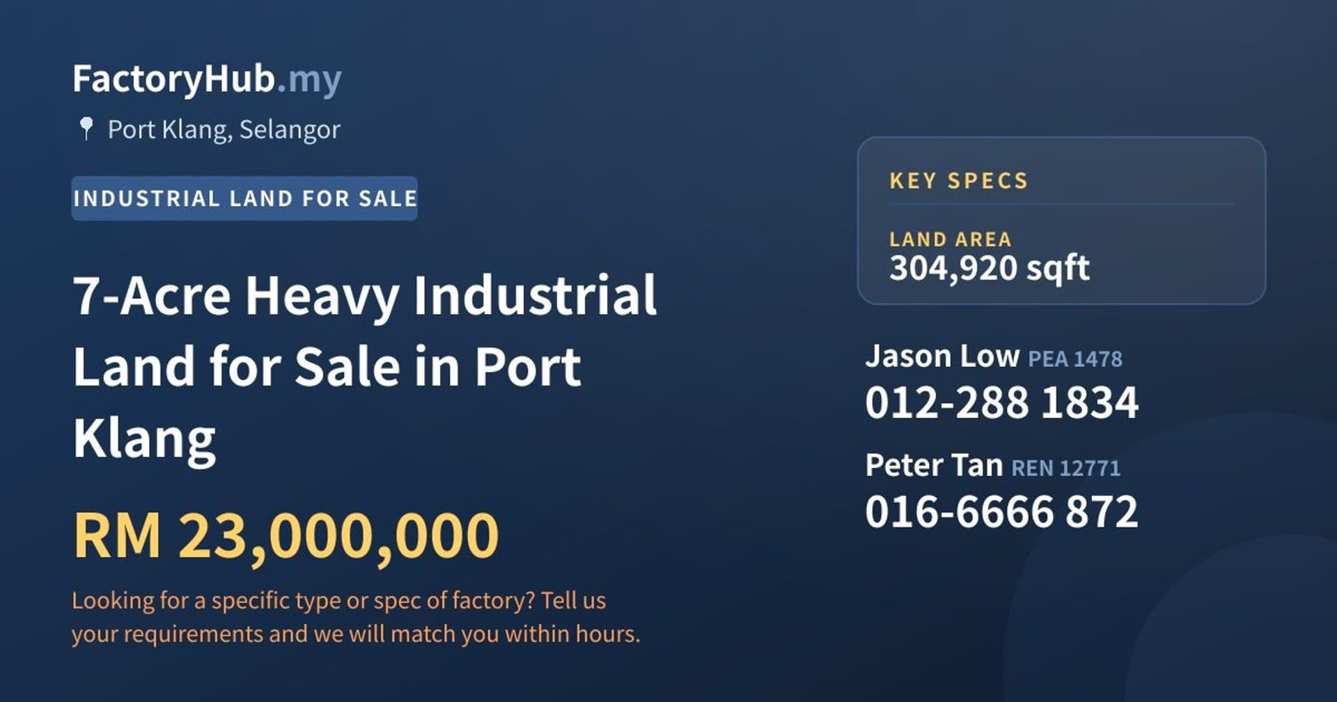7-Acre Heavy Industrial Land for Sale in Port Klang - Property image 1 of 2