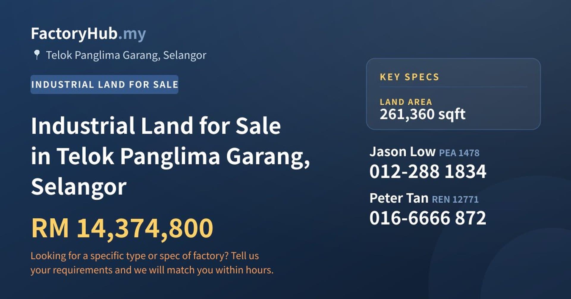 Industrial Land for Sale in Telok Panglima Garang, Selangor - Property image 1 of 2