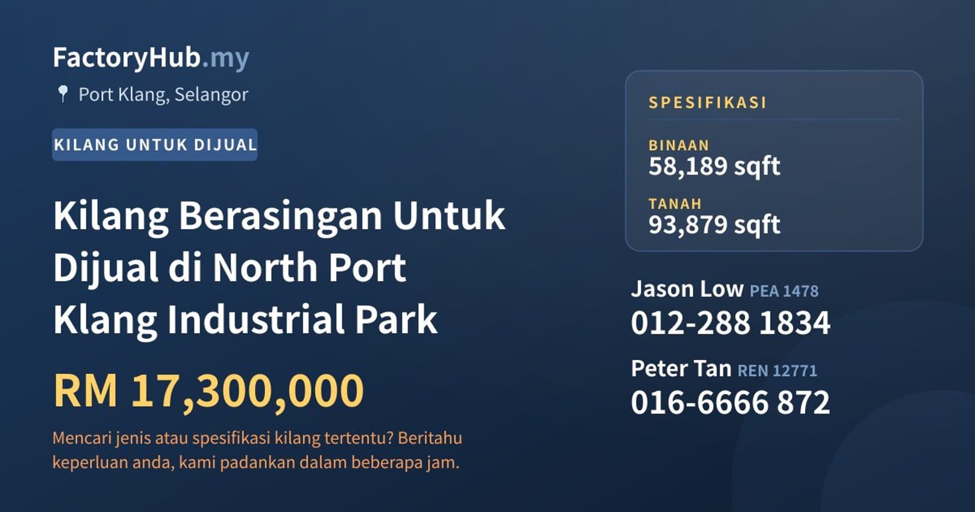 Kilang Berasingan Untuk Dijual di North Port Klang Industrial Park · Imej hartanah 1/2