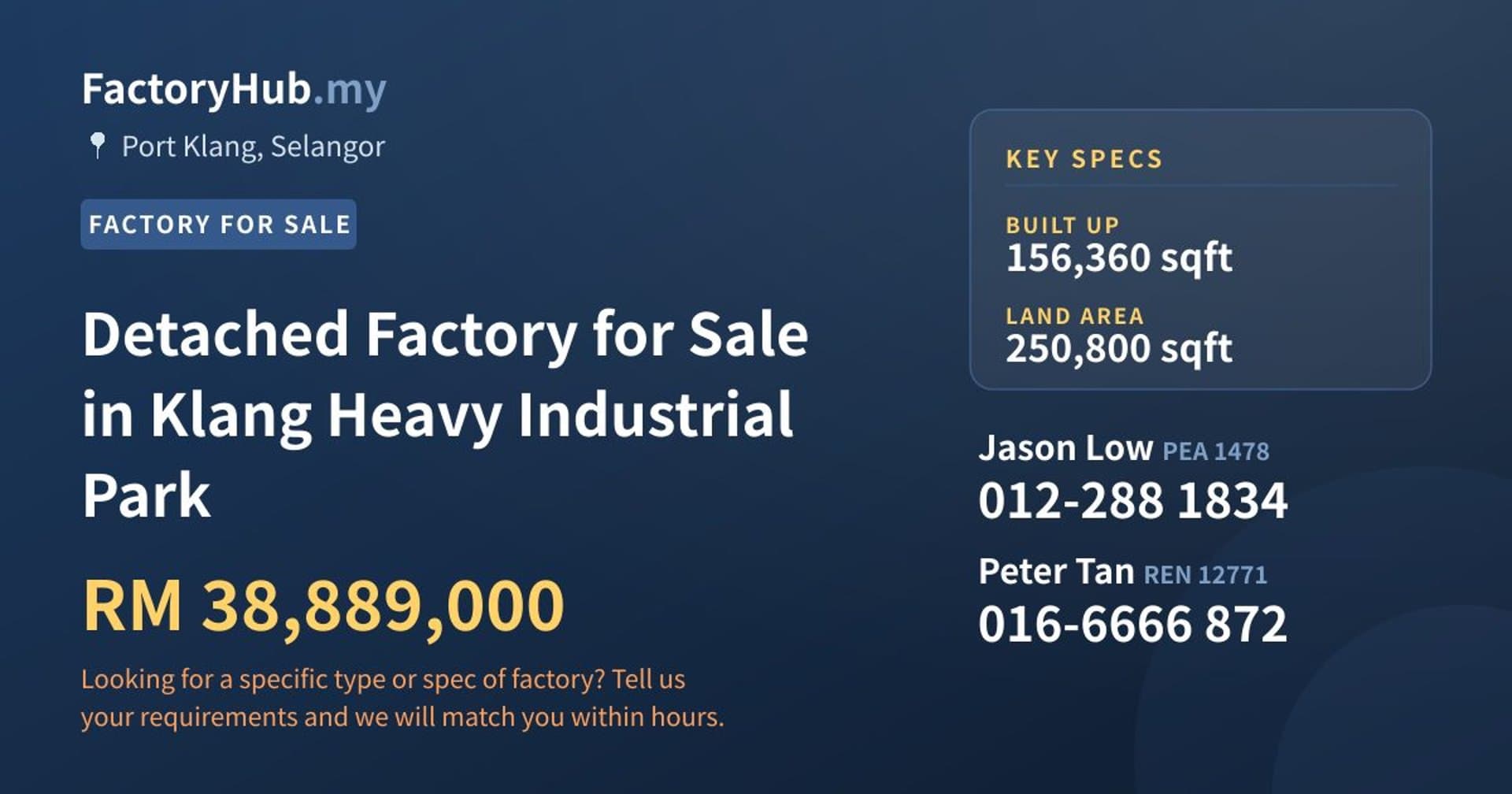 Detached Factory for Sale in Klang Heavy Industrial Park - Property image 1 of 2