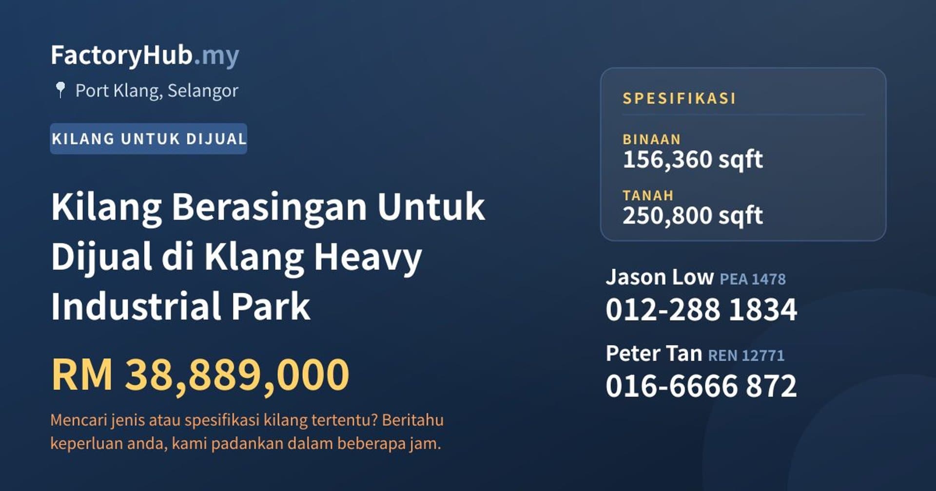 Kilang Berasingan Untuk Dijual di Klang Heavy Industrial Park · Imej hartanah 1/2