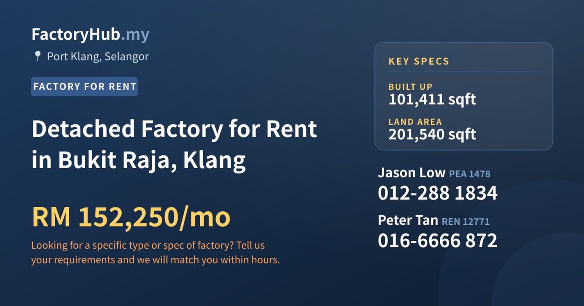 Detached Factory for Rent in Bukit Raja, Klang - Property image 1 of 2