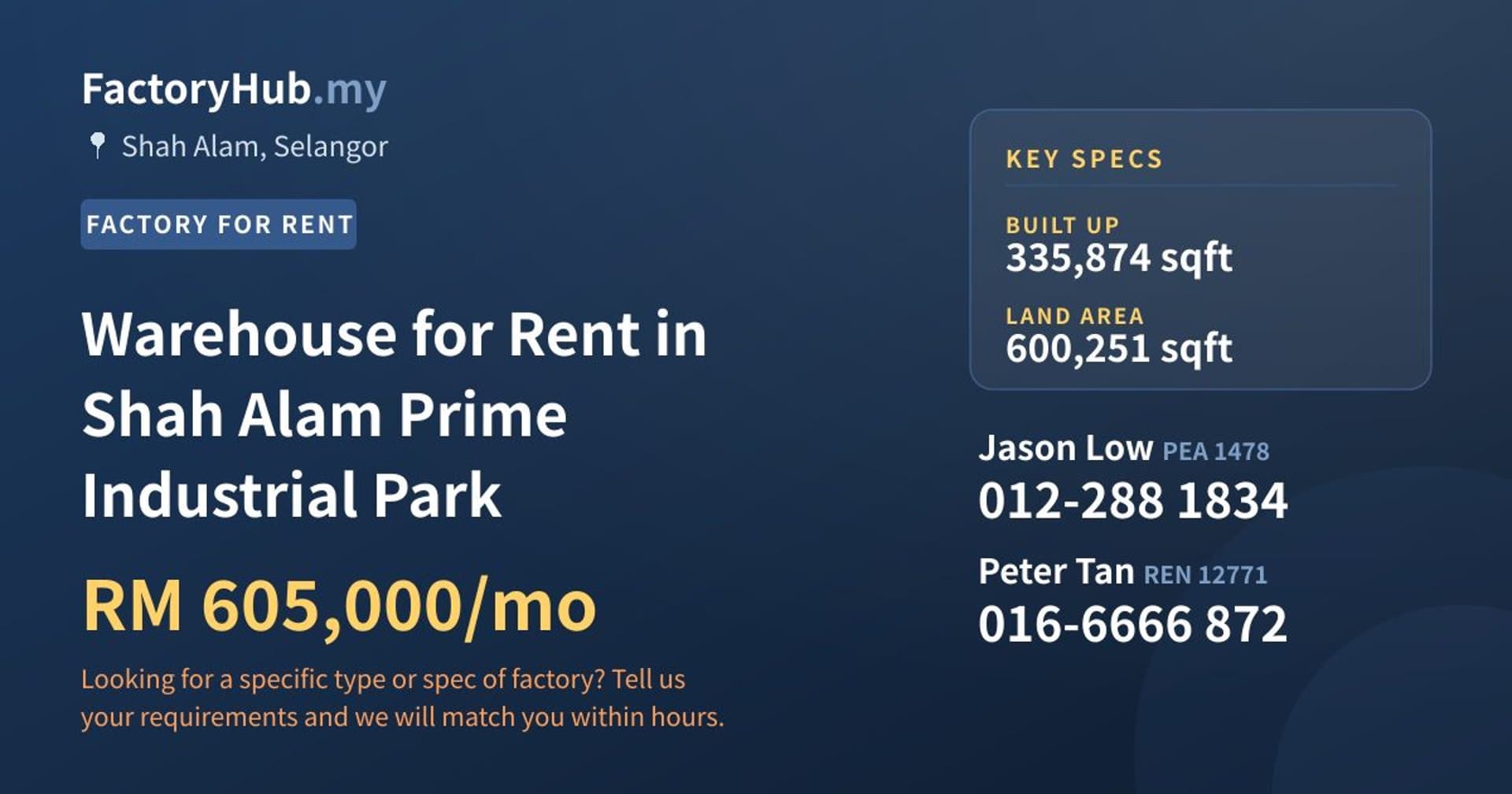 Warehouse for Rent in Shah Alam Prime Industrial Park - Property image 1 of 2