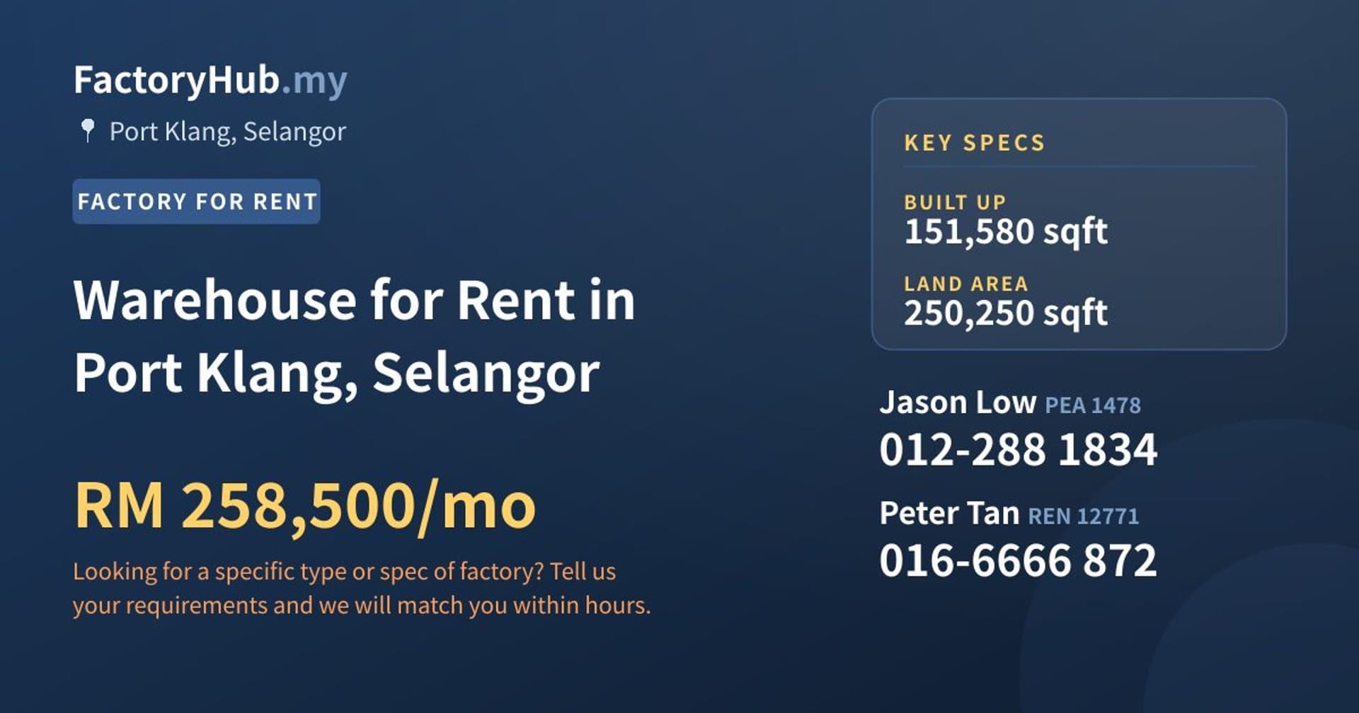 Warehouse for Rent in Port Klang, Selangor - Property image 1 of 2